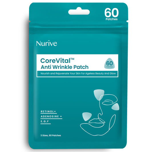 NURIVE Advanced Wrinkle Patches 60ct – Smile & Frown Line Face Wrinkle Tape, Invisible Overnight with Retinol & Collagen, Small