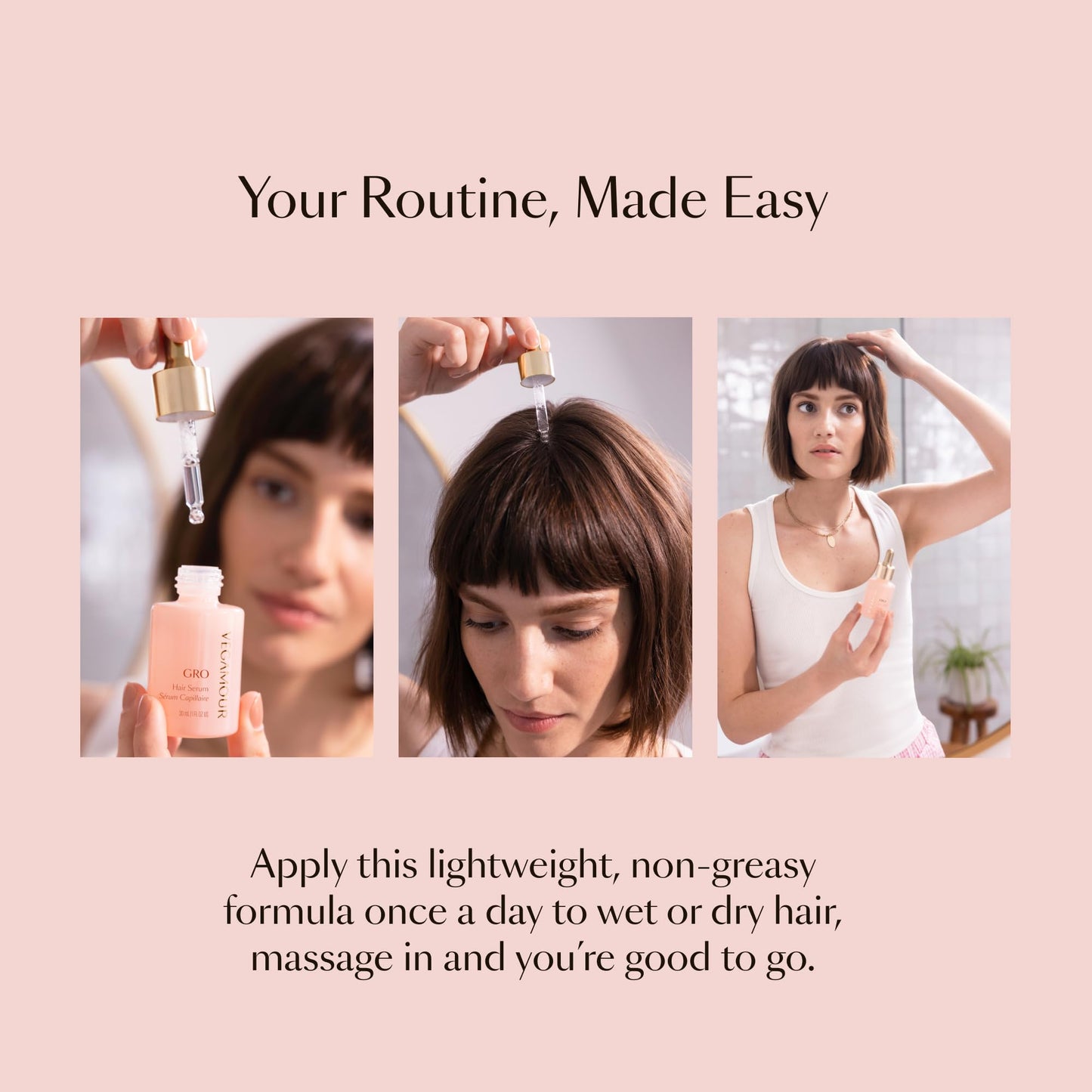 VEGAMOUR GRO Hair Serum for Hair Thinning, Thicker Fuller Looking Hair, Non Oily Serum for Healthier Scalp, 30 day Supply 1.0 fl oz, 1 pack