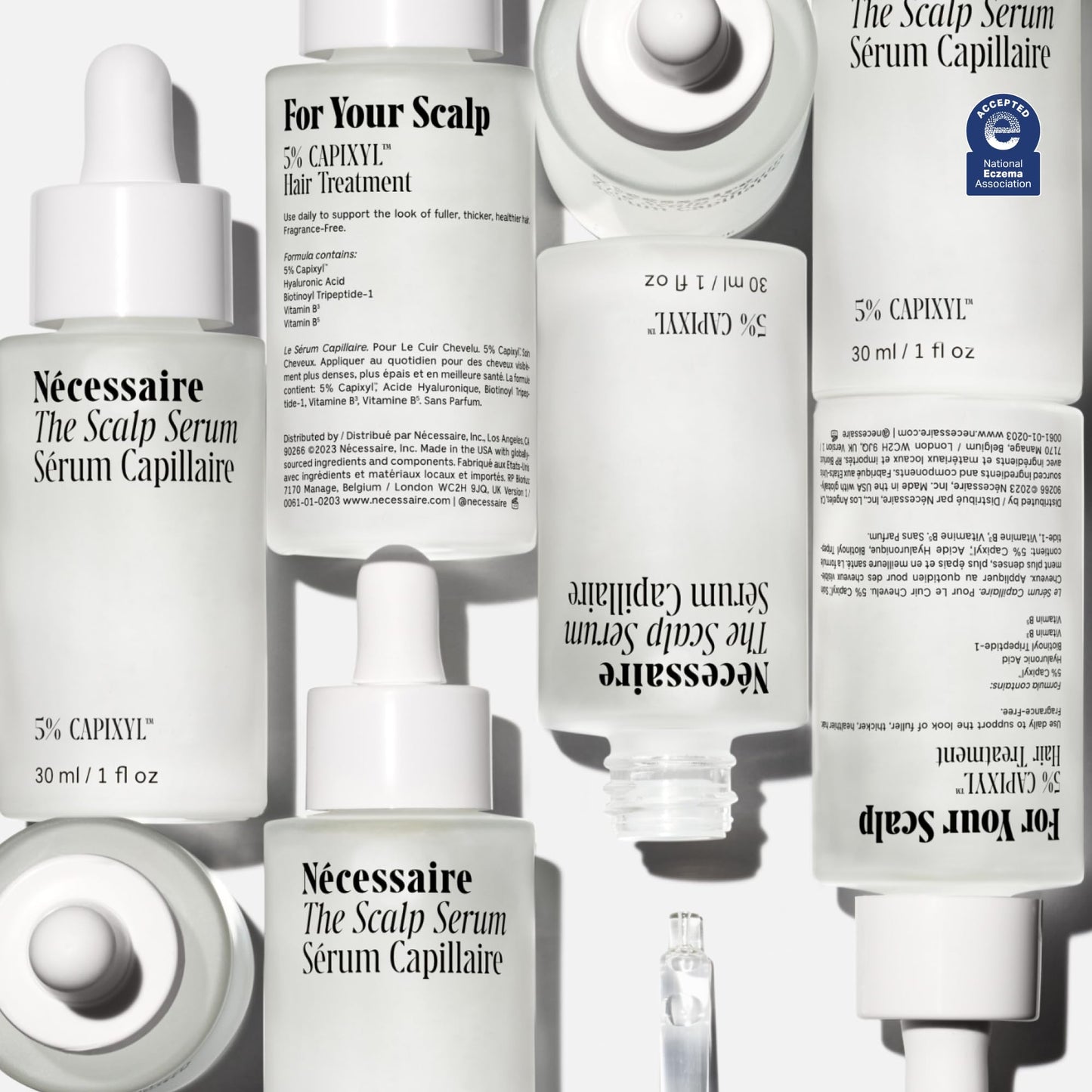 Nécessaire The Scalp Serum 1 fl oz – 5% Capixyl™ + 1% Hyaluronic Acid for Fuller, Thicker, Healthier Hair – Fragrance-Free, Eczema-Safe