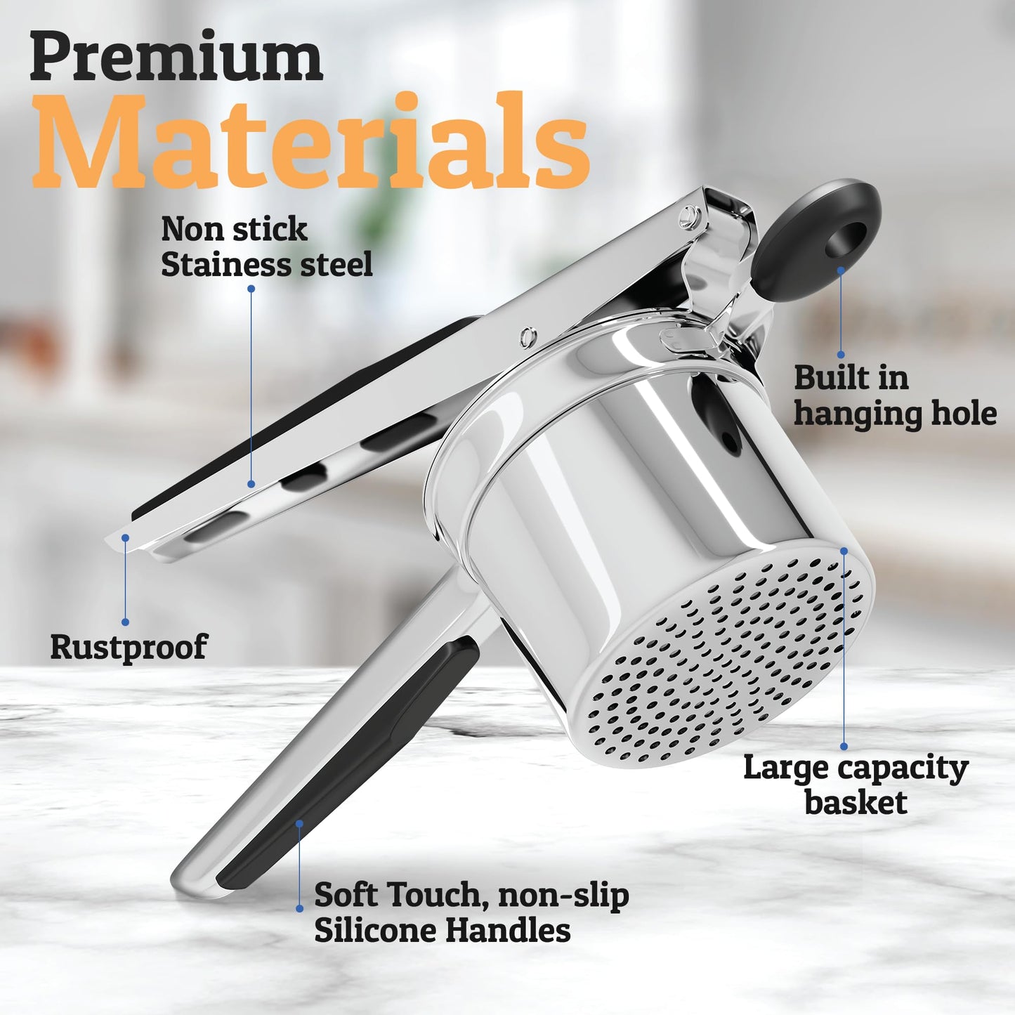 PriorityChef 15oz Potato Ricer – Heavy-Duty Stainless Steel Masher & Press for Perfect Mashed Potatoes Every Time