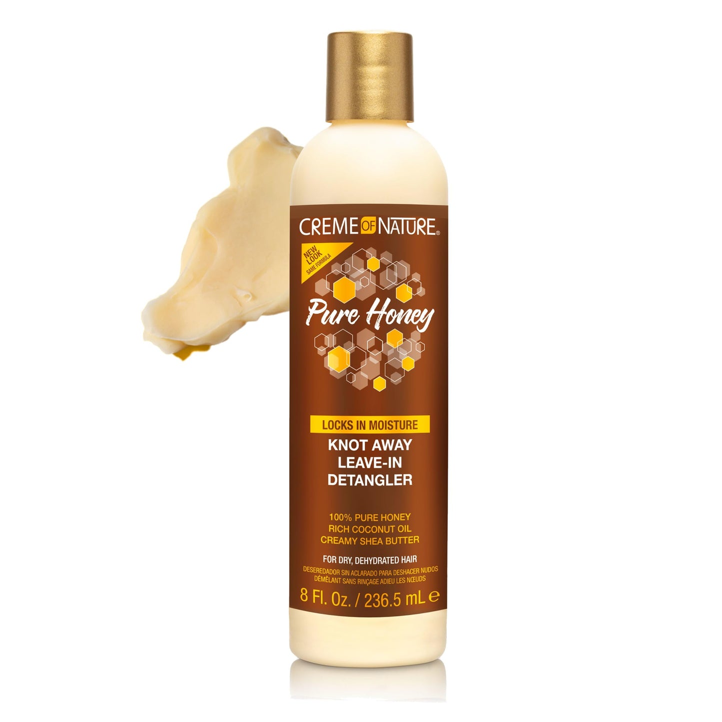 Creme of Nature Pure Honey Knot Away Leave-In Detangler 8 oz | Instantly Detangles & Softens | With Coconut Oil & Shea Butter for Dry Hair