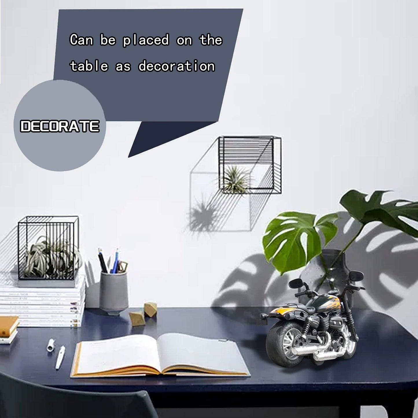 CYYSFIVQZ 1:14 Die-Cast Pullback Motorcycle Toy with Lights & Sounds, Friction Powered, Gift for Kids 3+ – Black, Birthday & Christmas