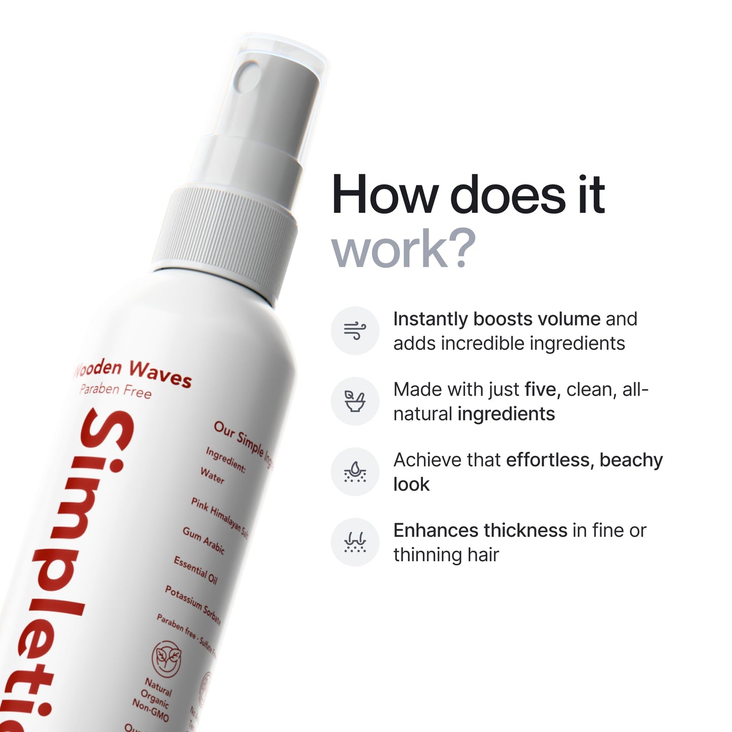 Simpletics Himalayan Sea Salt Spray 3 Pack – Natural Texturizing & Volumizing Spray for Straight & Wavy Hair – Vanilla Scent, Beachy Look for Men & Women