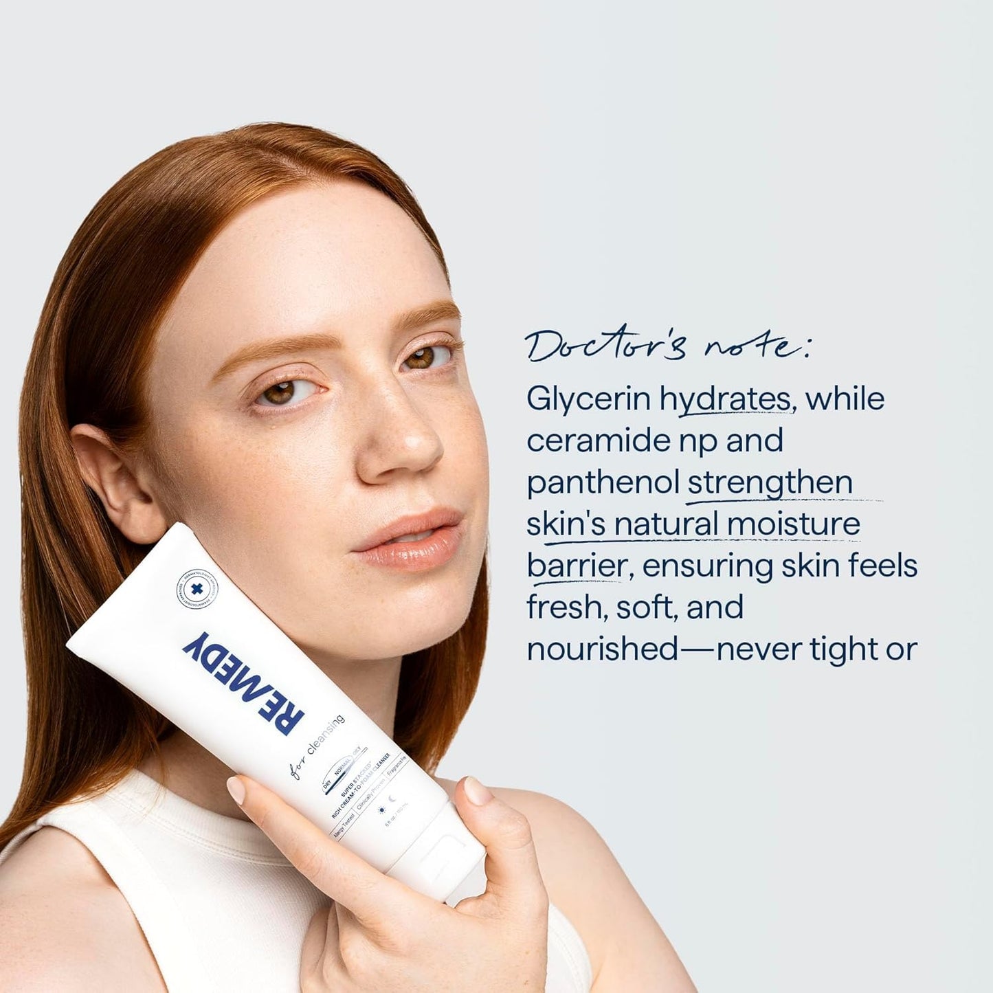 Remedy for Rich Cream Cleansing Face Wash - Cream-to-Foam Cleanser for Dry to Normal Skin, Hydrating & Gentle Formula by Dr. Shah, 5 fl oz