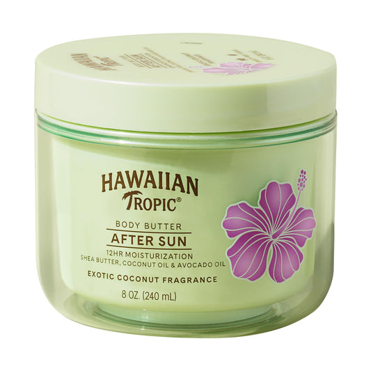 Hawaiian Tropic After Sun Body Butter with Coconut Oil 8oz – Hydrating After Sun Lotion & Tan Extender, Beach & Summer Essentials