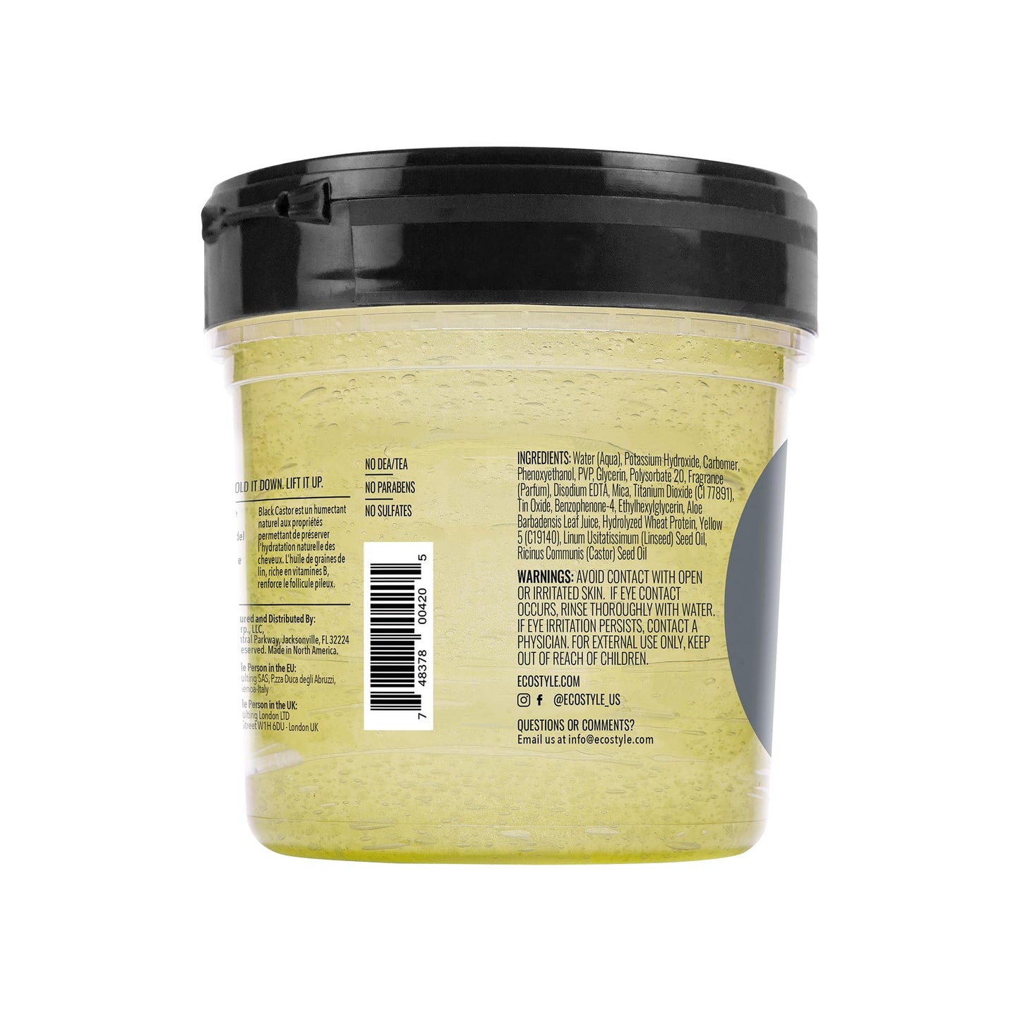 Eco Style Black Castor & Flaxseed Oil Styling Gel | Nourish & Repair Damaged Hair | Healthy Scalp | Weightless Hold & Lasting Shine | 8 oz