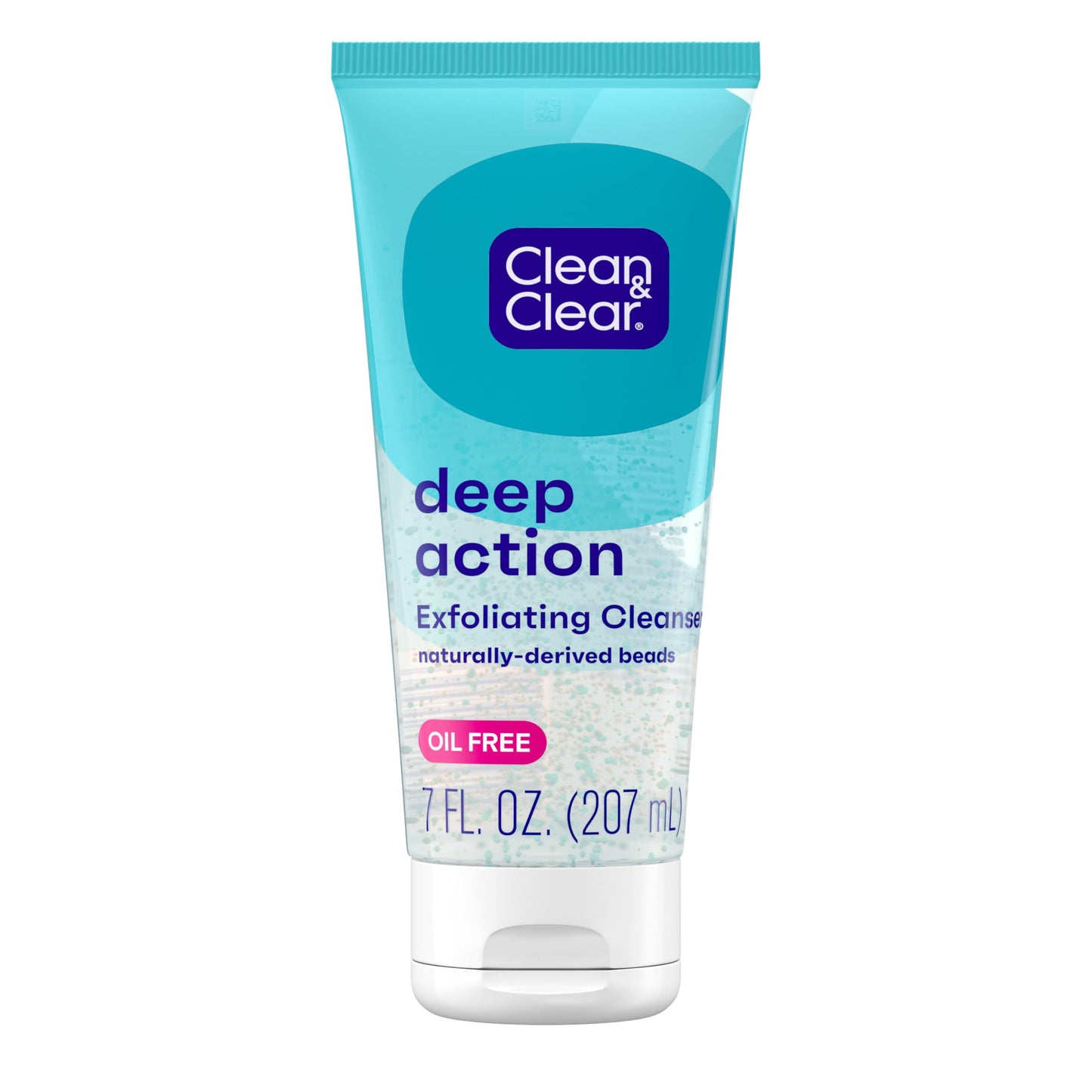 Clean & Clear Deep Action Exfoliating Face Wash & Scrub with Pro-Vitamin B5, Lactic & Glycolic Acids, Oil-Free Daily Cleanser, 7oz