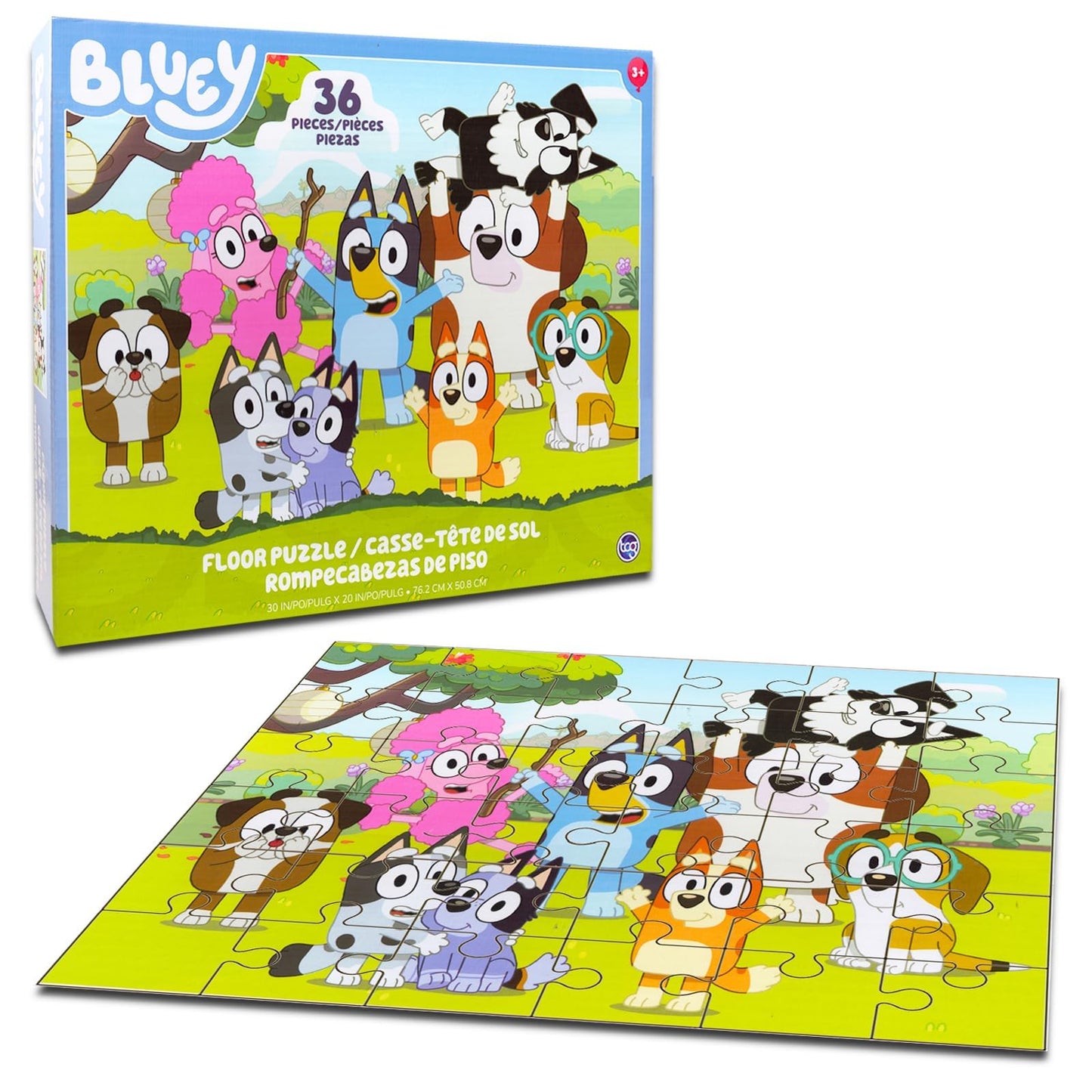 Bluey Floor Puzzle for Kids Set - Bundle with 36 Piece Floor Puzzle for Boys, Girls Plus Stickers, More | Bluey Puzzles for Kids Ages 3-5