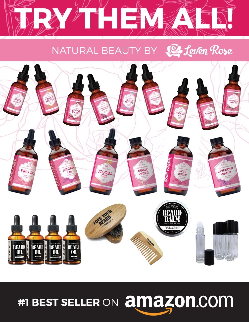 Leven Rose Pomegranate Seed Oil, 100% Pure Unrefined Cold Pressed Antioxidant Moisturizer for Hair Skin and Nails 1 oz