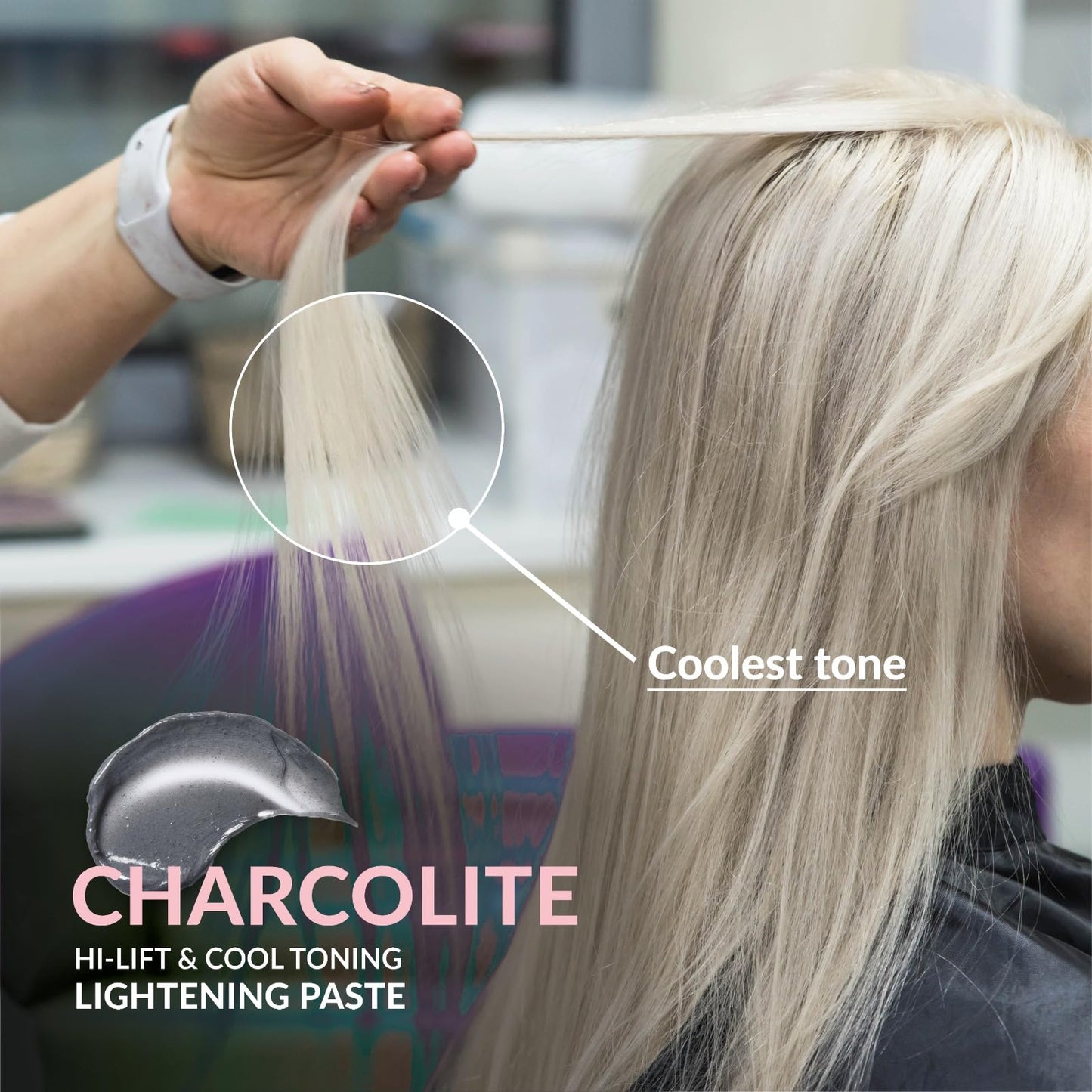 DIFIABA Charcolite Charcoal Bleach Powder - Cool Toning Hair Lightener with Activated Charcoal & BondPlex - Lifts Up to 10 Levels, 500g