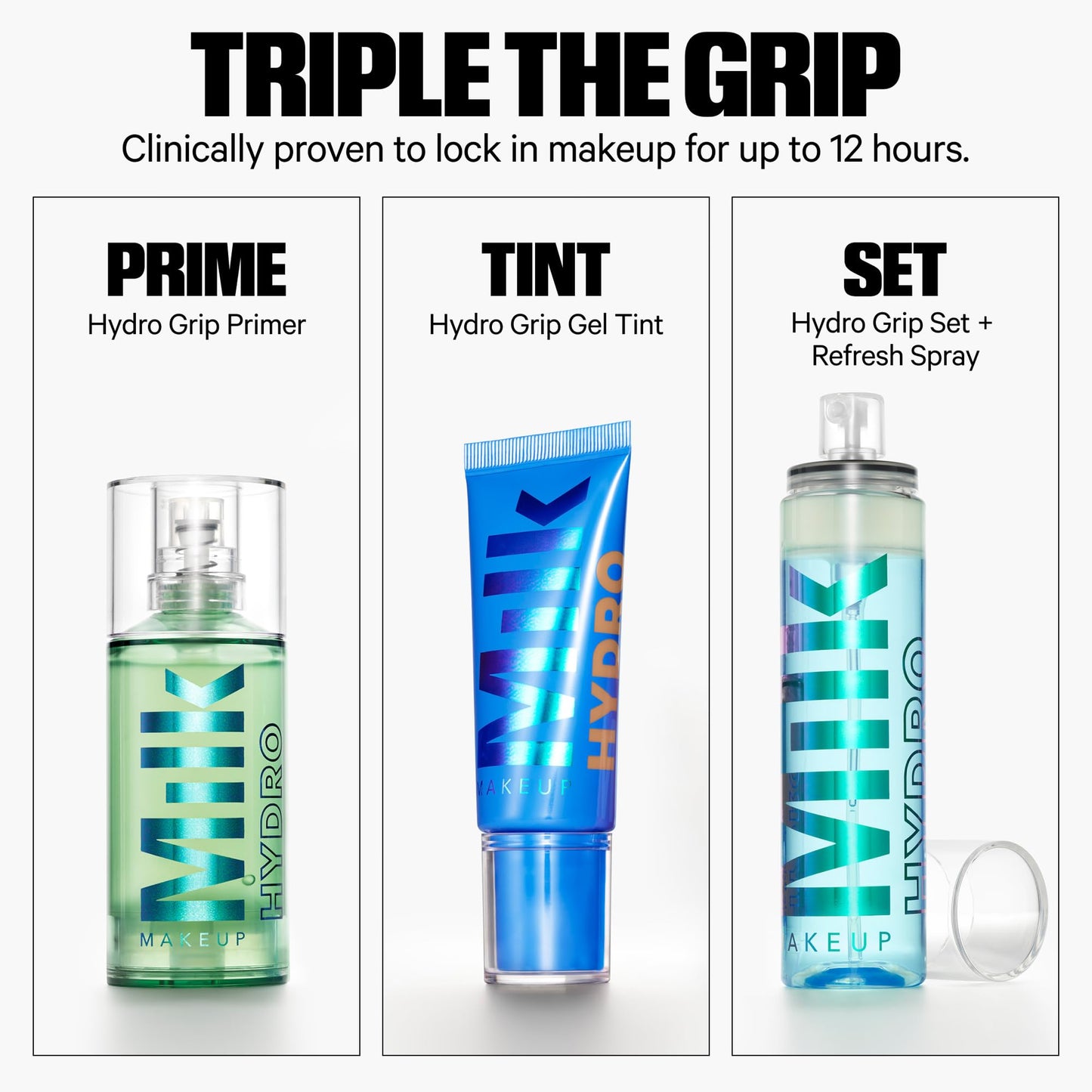 Milk Makeup Hydro Grip Set with Refresh Spray – Long-Lasting, Hydrating, Alcohol-Free Mist & Makeup Setter, 3.38 oz