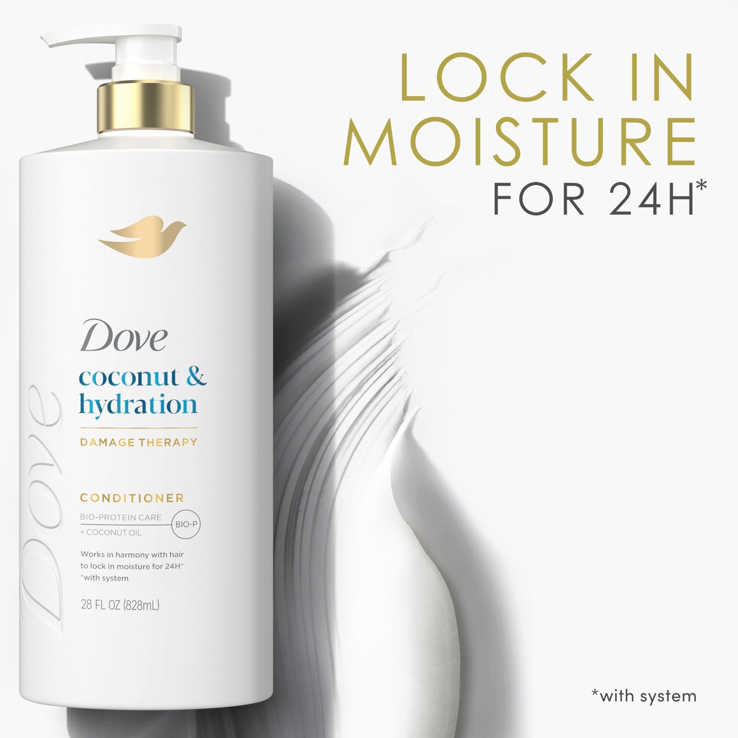 Dove Conditioner Coconut & Hydration for Dry Hair with Bio-Protein Care Technology and Coconut Oil 28 Fl Oz