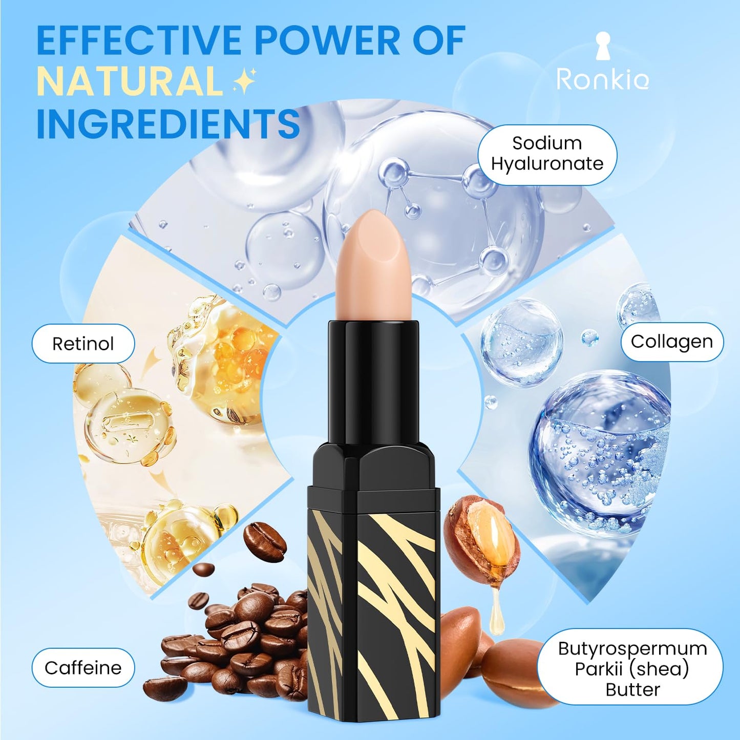 RONKIE Caffeine Eye Cream for Dark Circles: Caffeine Eye Stick - Smooth Fine Lines and Hydrate Eye Area