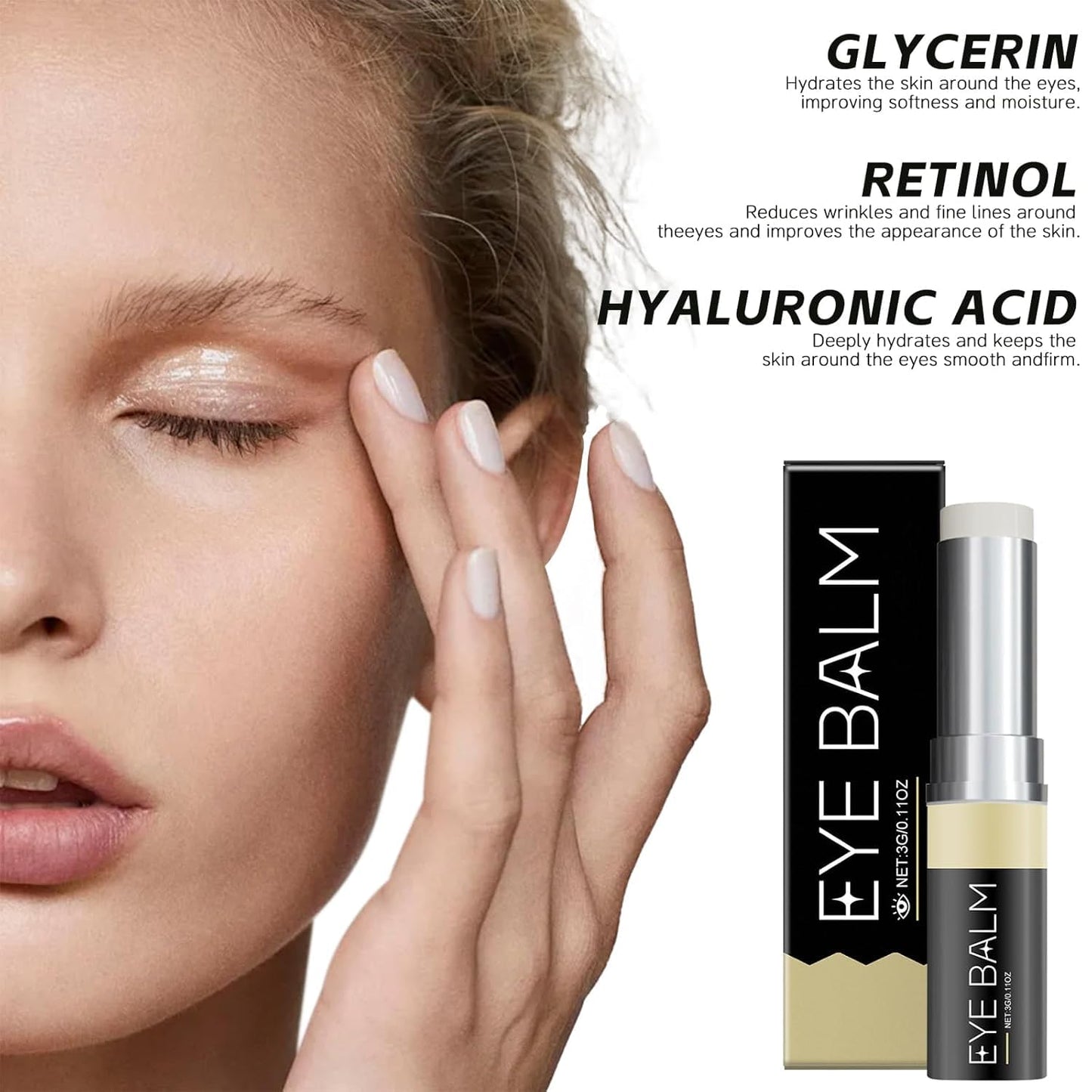 Erases Eye Bags Within Minutes, Under Eye Balm Stick for Under Eyes Bags, Turmeric & Retinol Eye Cream Stick, Erase for Dark Circles Puffiness (2PCS)