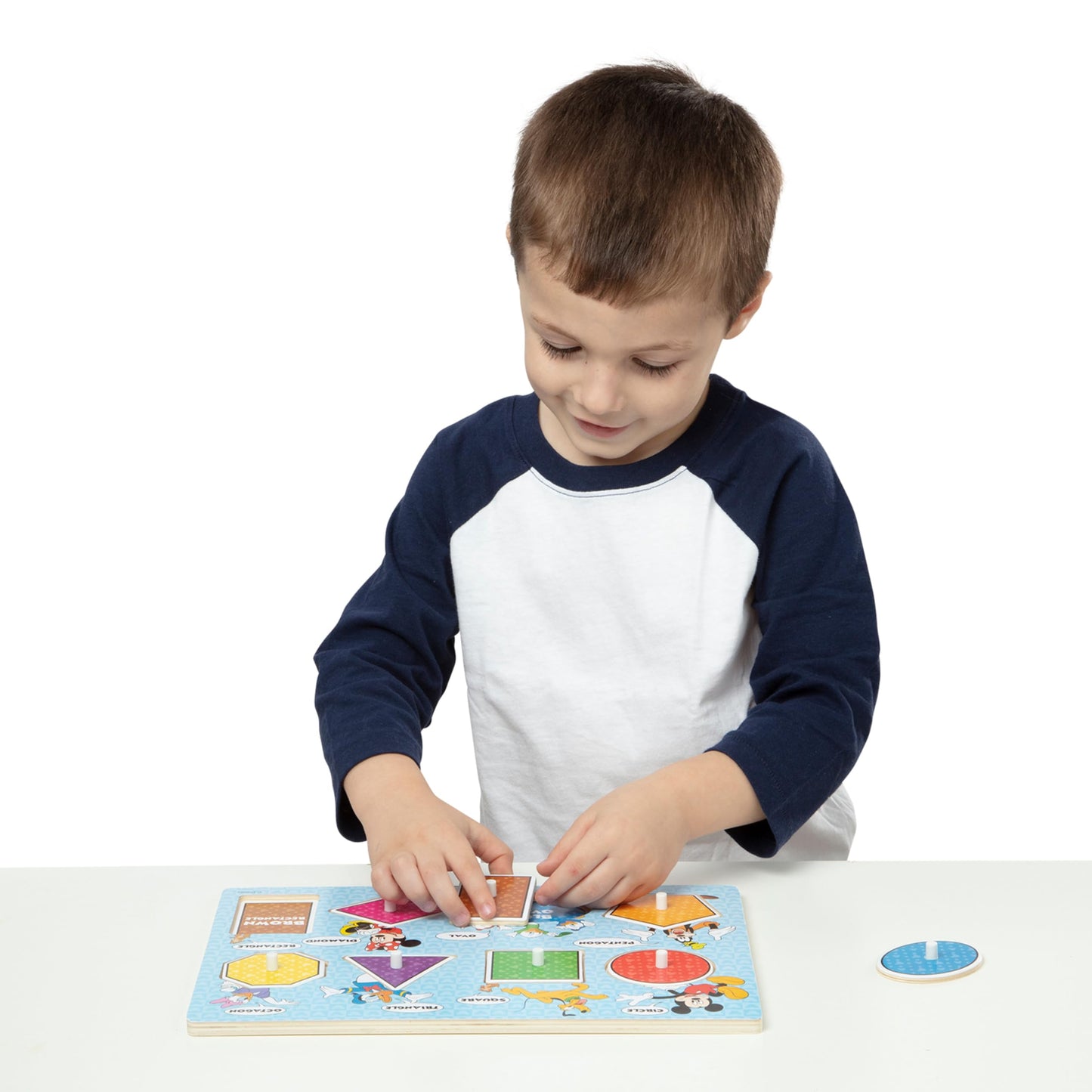 Melissa & Doug Disney Wooden Peg Puzzles Set: Letters, Numbers, and Shapes and Colors