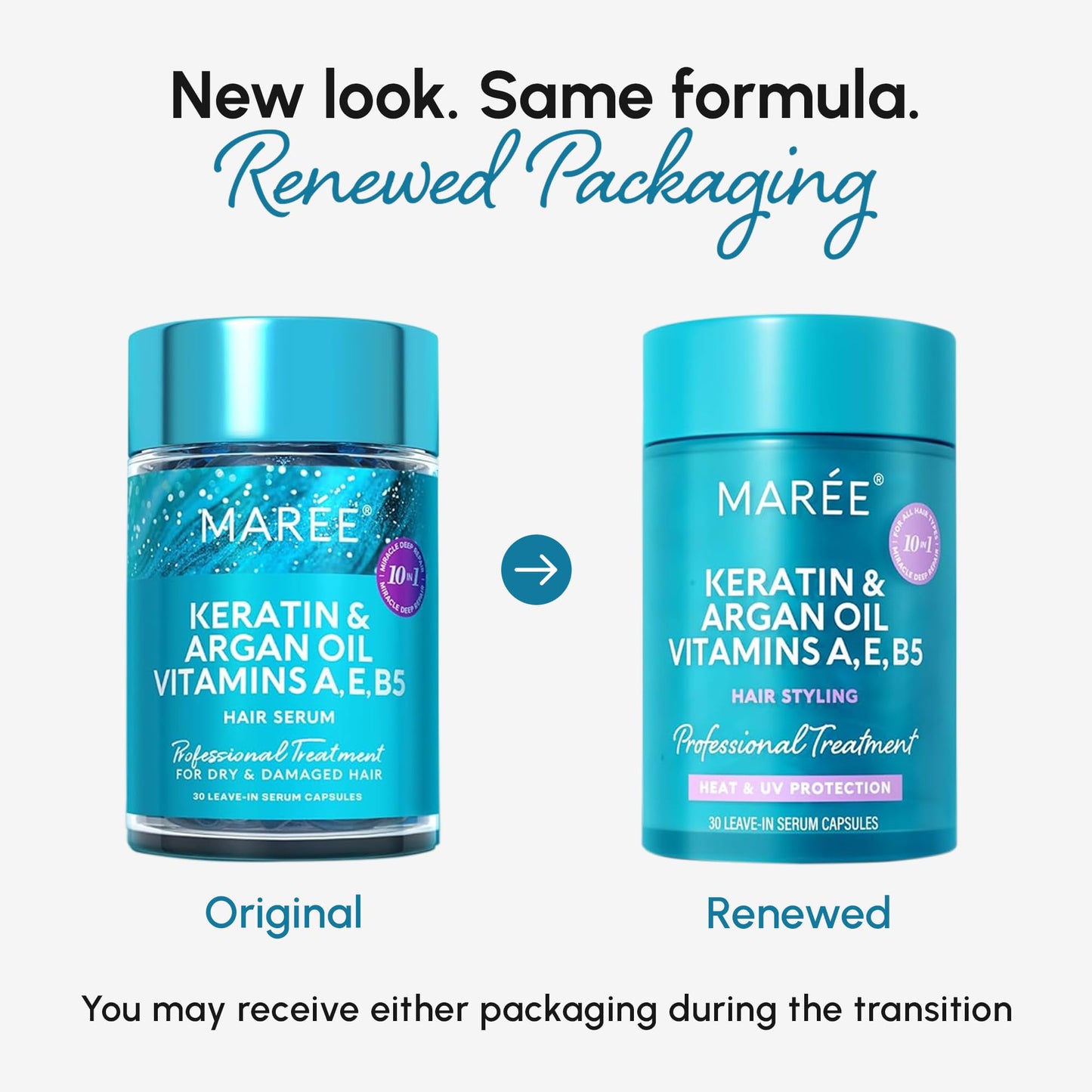 MAREE Hair Oil for Frizz - Keratin & Vitamin Hair Serum with Jojoba & Argan Oil, Heat Protectant for Dry, Curly & Damaged Hair