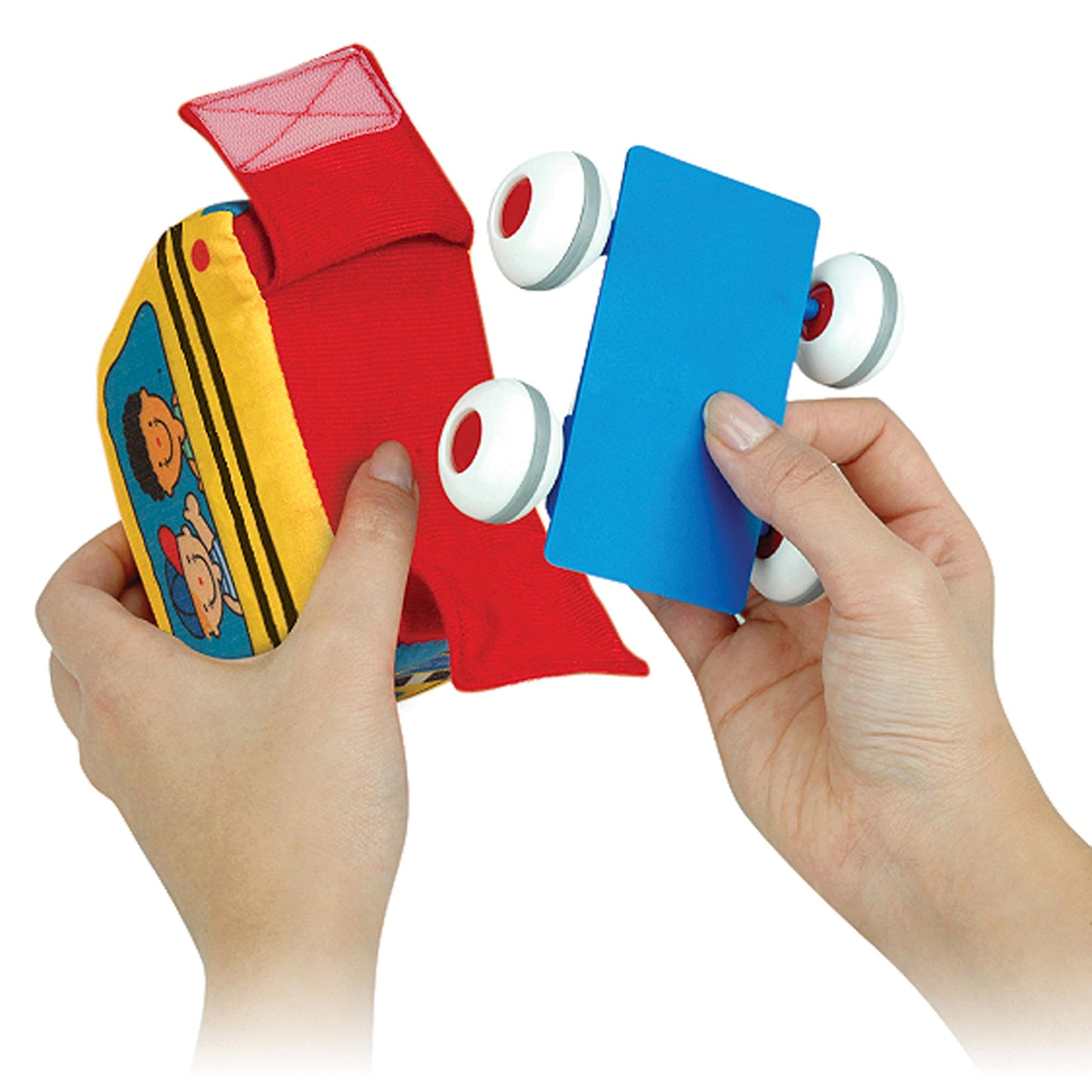 Melissa & Doug K's Kids Pull-Back Town Vehicle Set - Baby Toys Set with 4 Soft Toy Cars and Trucks, Surface Washable with Removable Wheels, Learning Toys for Babies and Toddlers