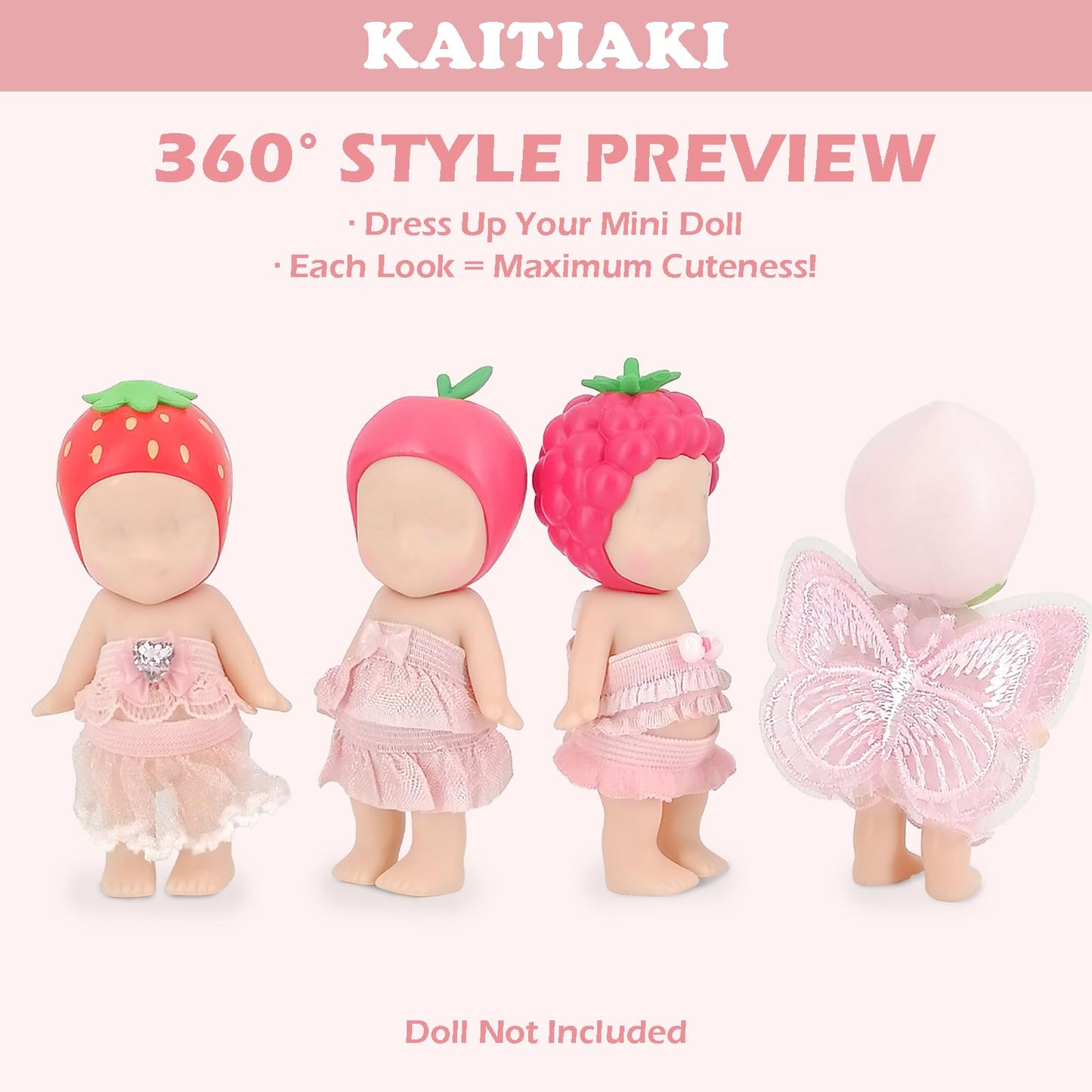 4 Sets Doll Clothes for Sonny Angel 3" Collectible Dolls – Cherry Blossom Tops & Skirts for Display, Decoration & Collectors