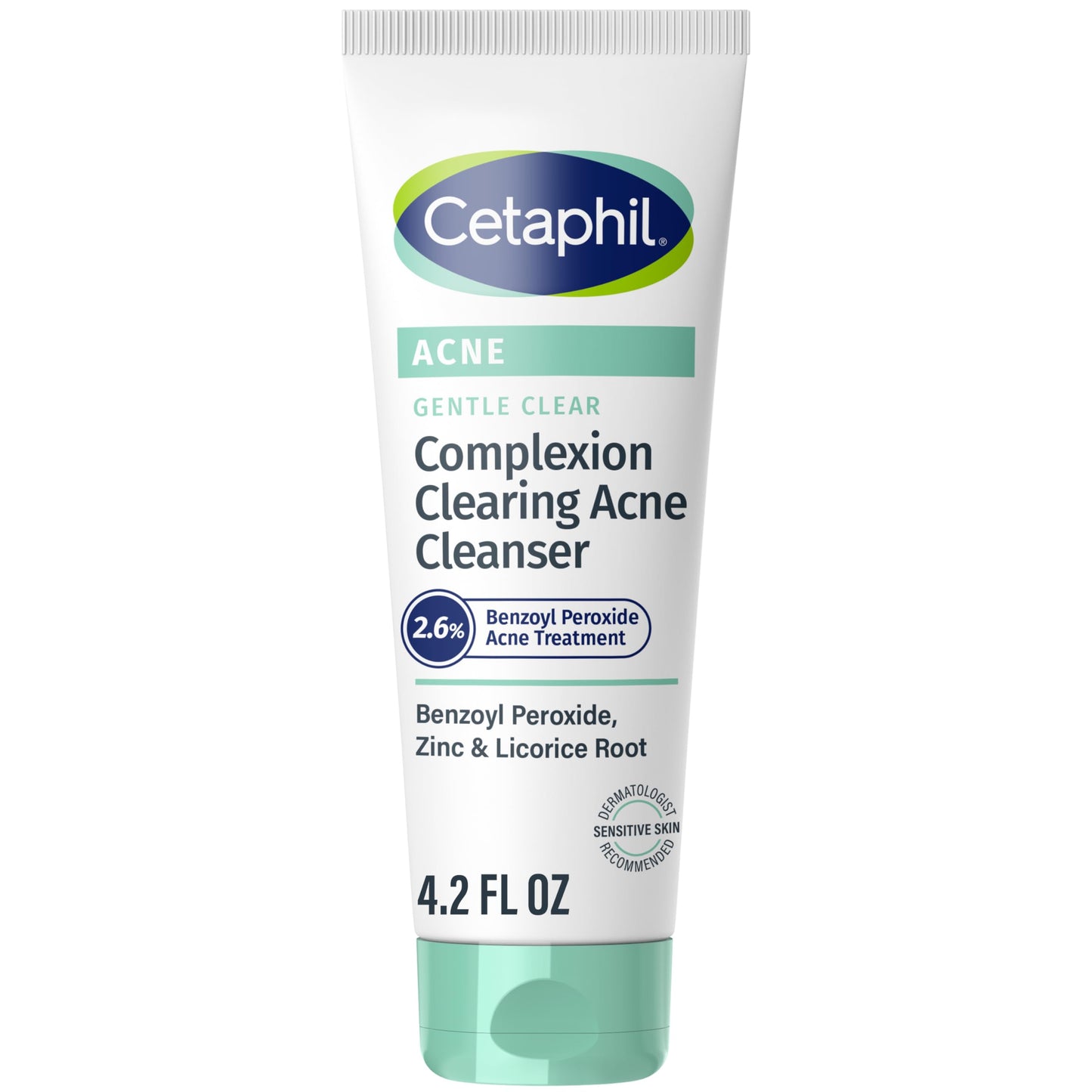 Cetaphil Gentle Clear Acne Cleanser with 2.6% Benzoyl Peroxide – Creamy, Soothing Face Wash for Sensitive & All Skin Types, 4.2 oz