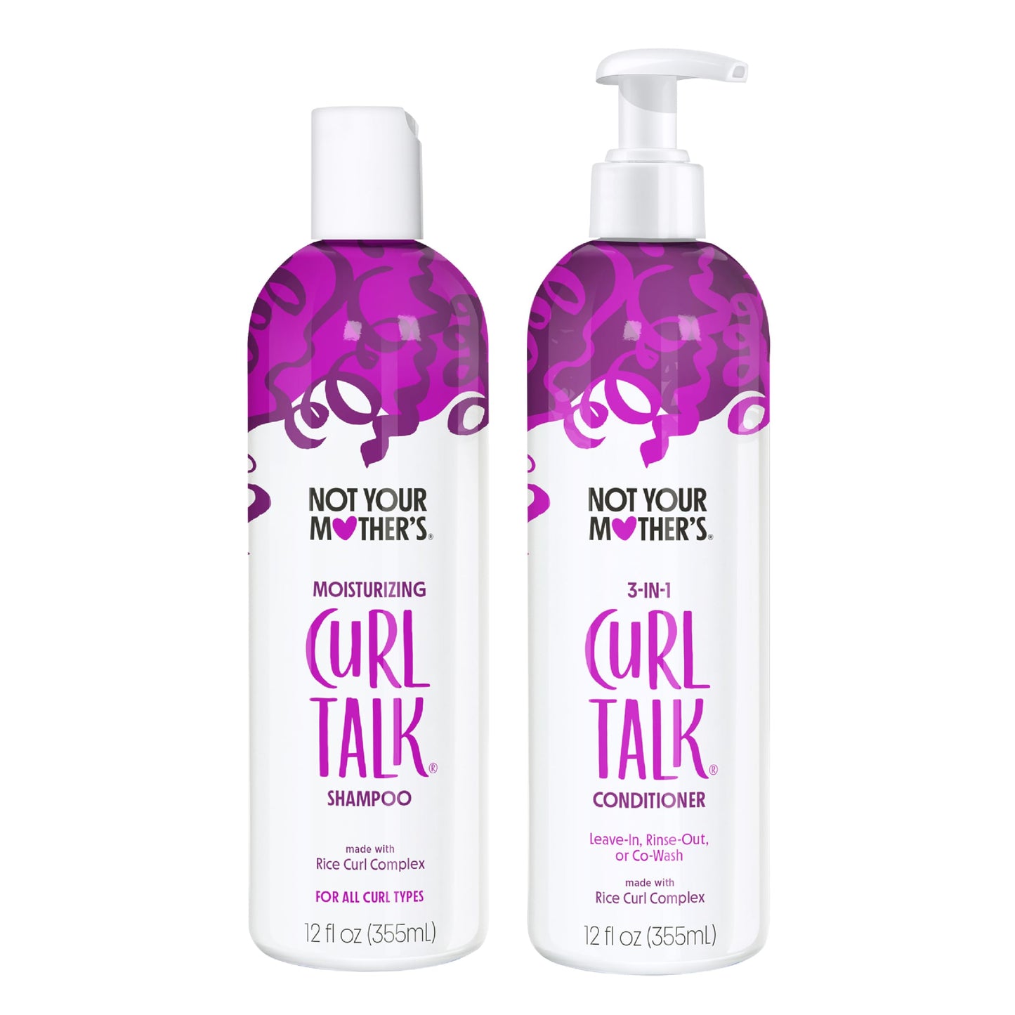 Not Your Mother's Curl Talk Shampoo & Conditioner Set – 12 fl oz Each – Hydrating Duo for All Curl Types, Cleanses, Moisturizes & Fights Frizz
