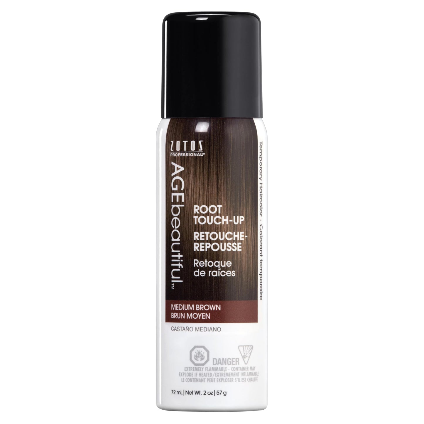 AGEbeautiful Root Touch Up Spray - Temporary Gray Concealer & Volumizer, Covers Thinning Hair, Water & Sweat Resistant, Medium Brown, 2 Fl Oz