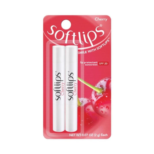 Softlips Cherry Lip Balm 2-Pack with SPF 20 - Nourishing Protection for Smooth, Cherry-Kissed Lips