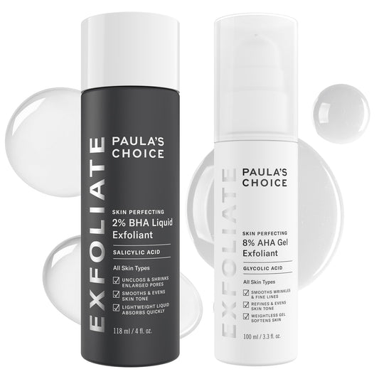 Paula's Choice 8% AHA Gel & 2% BHA Liquid Duo – Exfoliant for Blackheads, Pores, Wrinkles & Fine Lines with Glycolic & Salicylic Acid