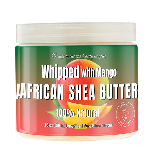 RA COSMETICS Whipped Mango Shea Butter – 100% Pure African Shea, Handcrafted Moisturizer for Skin & Hair, 12oz Jar