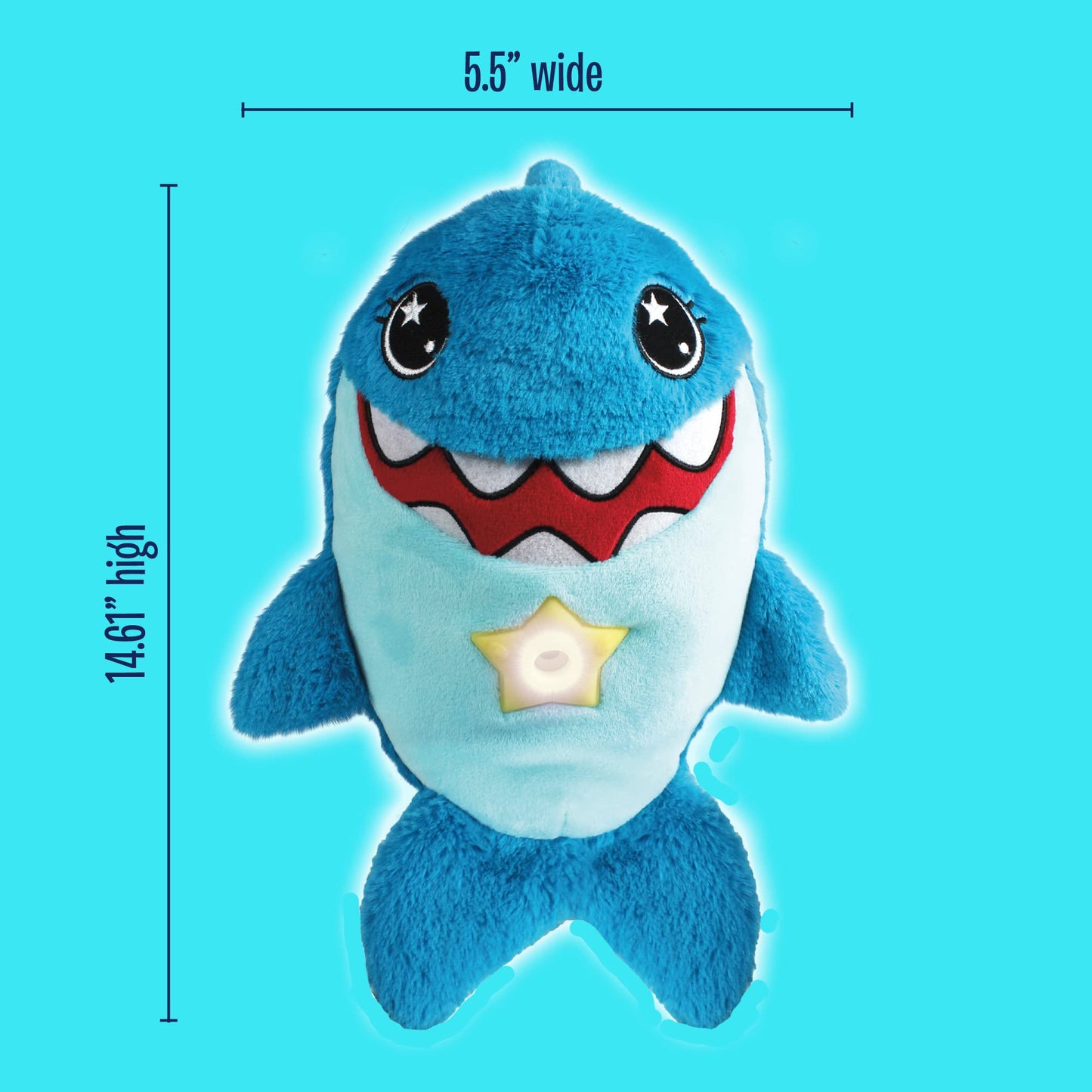 Ontel Star Belly Dream Lites, Stuffed Animal Night Light, Snuggly Blue Shark - Projects Glowing Stars & Shapes in 6 Gentle Colors, As Seen on TV
