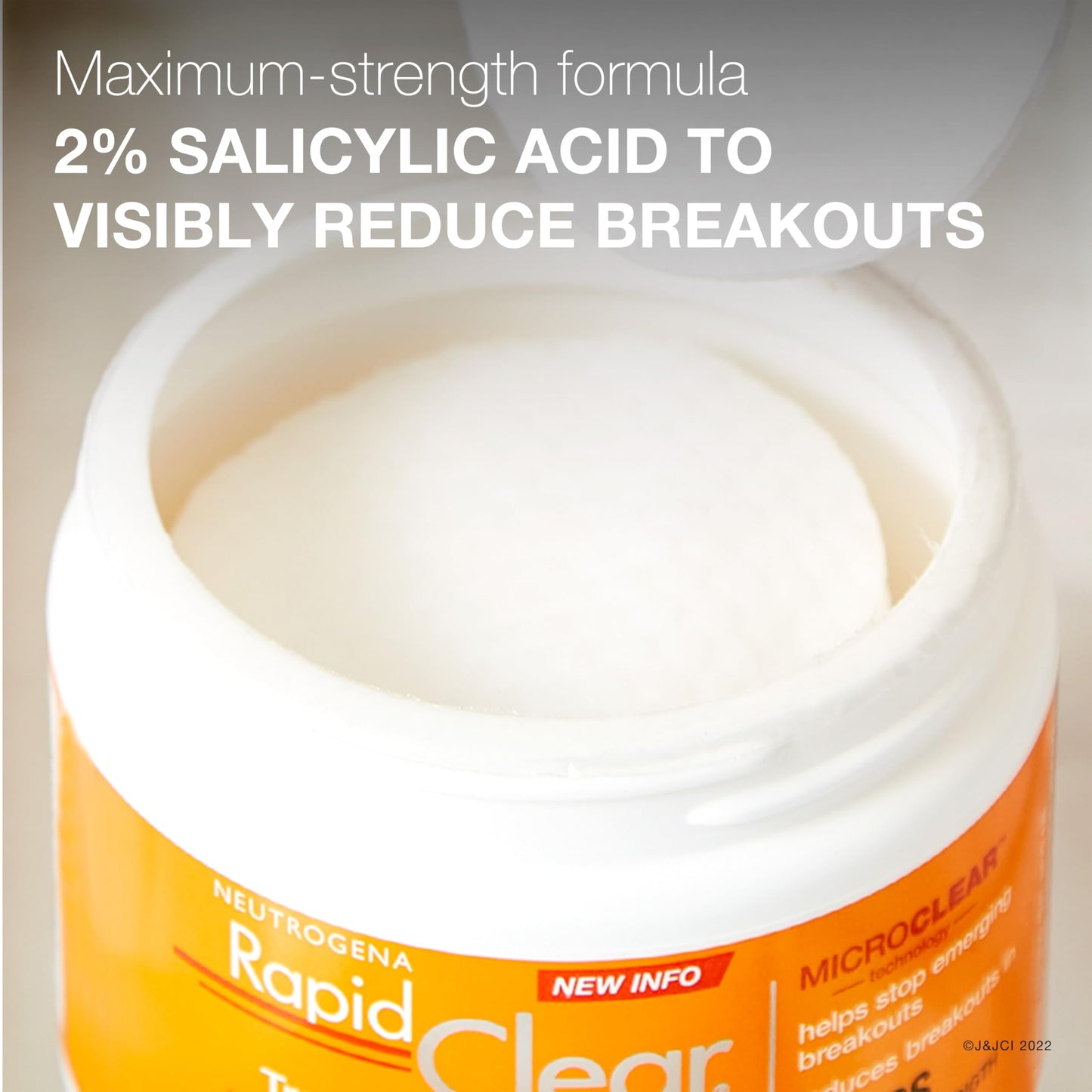 Neutrogena Rapid Clear Acne Face Pads, 2% Salicylic Acid, Oil-Free Treatment for Breakouts, 60 Count, Acne-Prone Skin