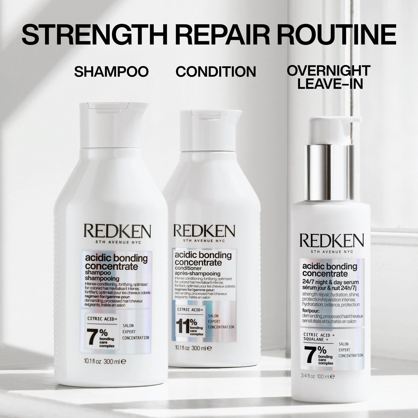Redken Acidic Bonding Concentrate 24/7 Night & Day Serum For Damaged Hair - Nourishes & Restores, Overnight Hair Repair & Protection, Lightweight & Anti-Frizz