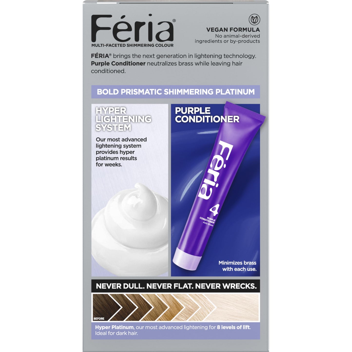 L'Oreal Paris Feria Hyper Platinum Hair Bleach Kit – Advanced Lightening System Lifts Up to 8 Levels with Anti-Brass Purple Conditioner