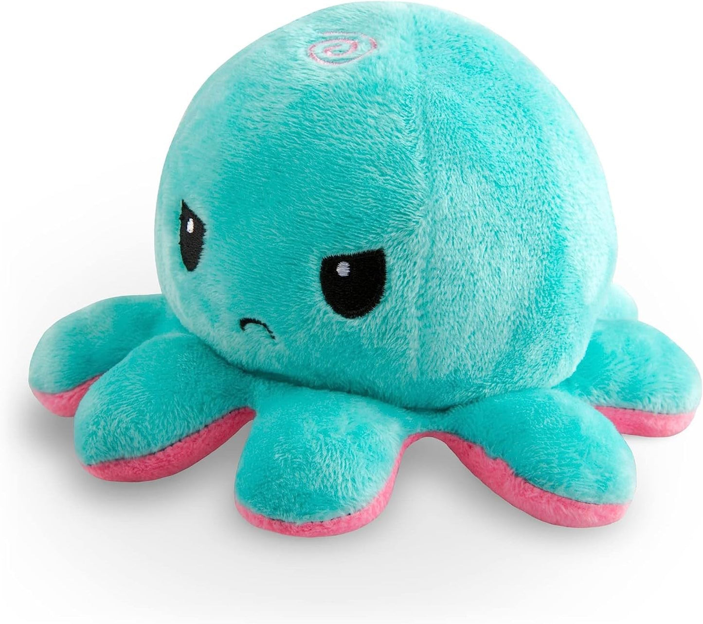 TeeTurtle - The Original Reversible Octopus Plushie - Pink + Aqua - Cute Sensory Fidget Stuffed Animals That Show Your Mood, 4 inch