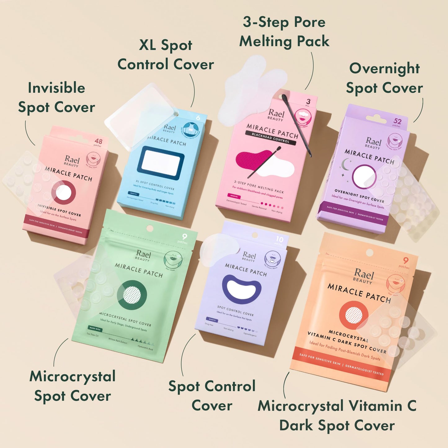 Rael Pimple Patches – Hydrocolloid Spot Control for Acne, Zits & Blemishes, Korean Skincare, Vegan & Cruelty-Free, 20 Count