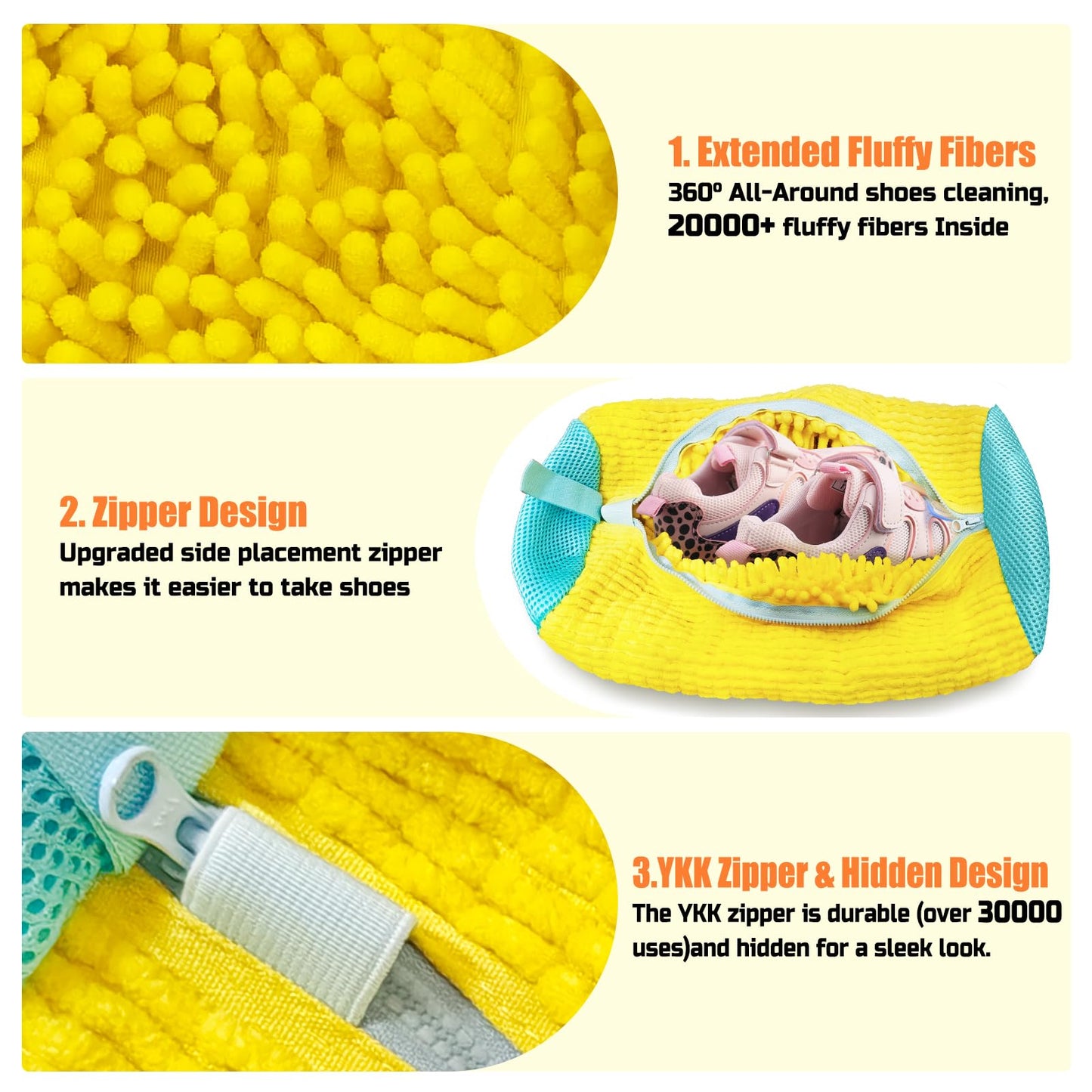 Shoe Washing Machine Bag, Shoe Laundry Bag, Shoe Washing Bag for Washer and Dryer, Yellow