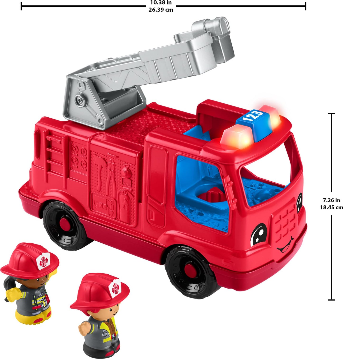 Fisher-Price Little People Toddler Toy Fire Truck Musical Push-Along Vehicle with 2 Figures for Pretend Play Ages 1+ Years
