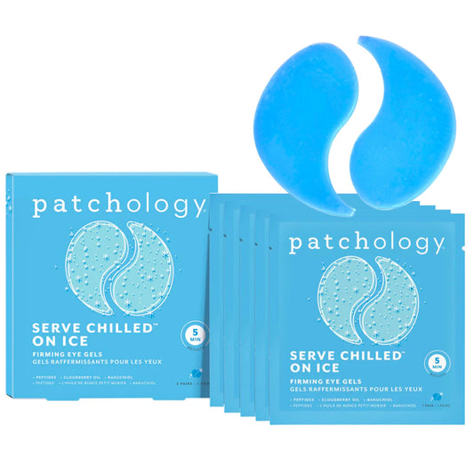 Patchology Iced Cooling Under Eye Mask Patches, 5 Pairs – Peptides, Cloudberry Oil & Bakuchiol to Soothe, Firm, & Reduce Fine Lines & Bags