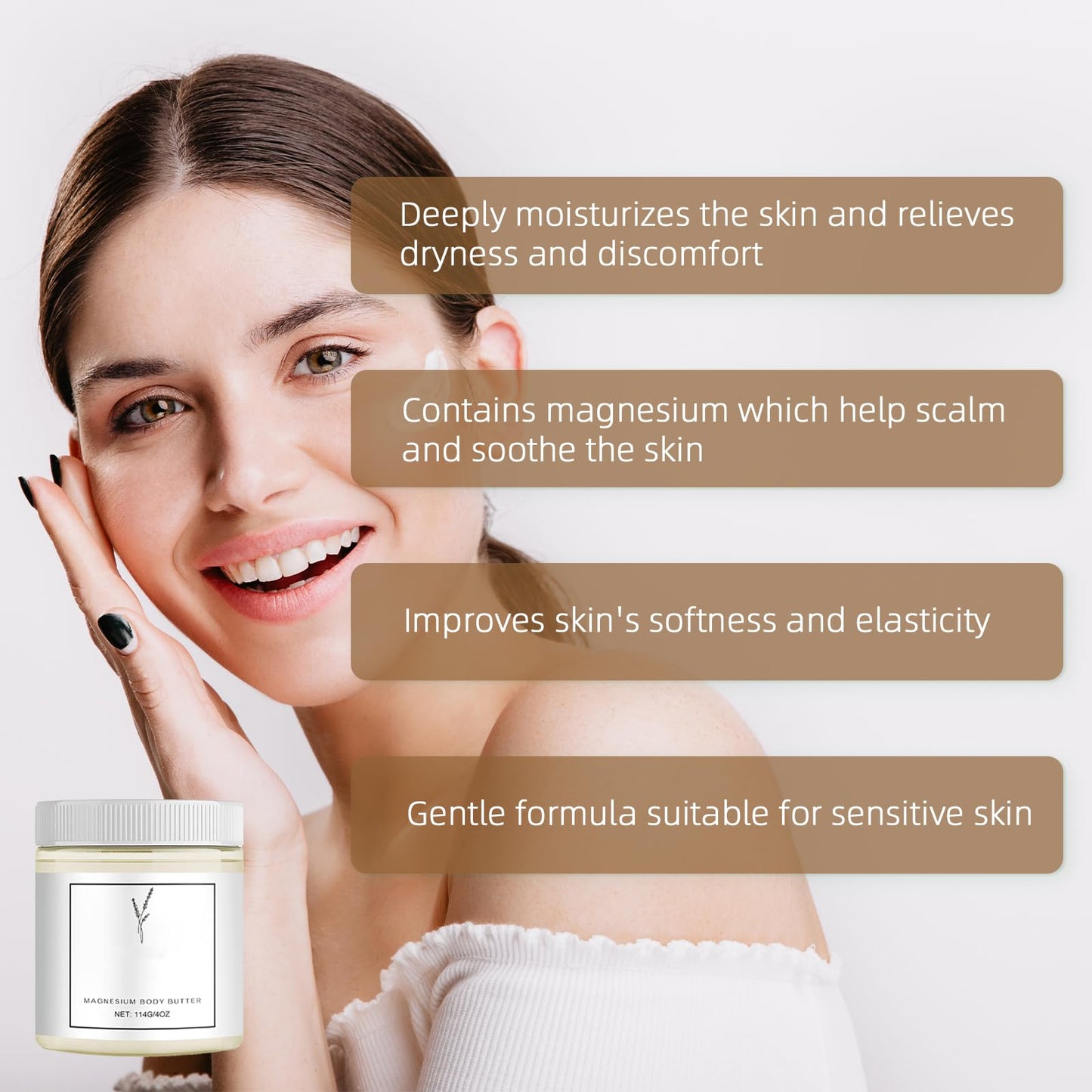 Momma Oasis Neuropathy Cream – Magnesium Lotion & Body Butter for Neuropathy, Deeply Moisturizes, Soft & Smooth Skin, White