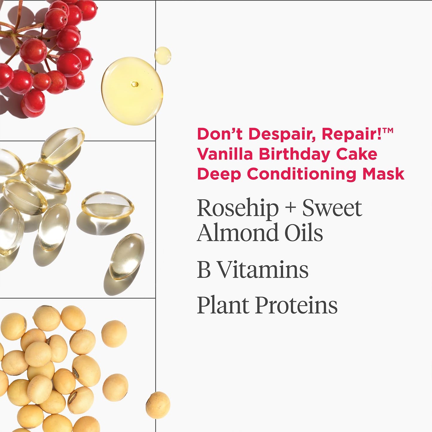 Briogeo Don’t Despair, Repair! Deep Conditioning Mask - Birthday Cake Scent | Strengthens Dry, Damaged & Color-Treated Hair | Vegan, Cruelty-Free