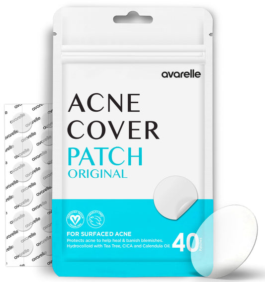 AVARELLE Acne Cover Patches with Tea Tree Oil – Korean Hydrocolloid Zit Patches for Face, Vegan & Cruelty-Free, HSA Eligible