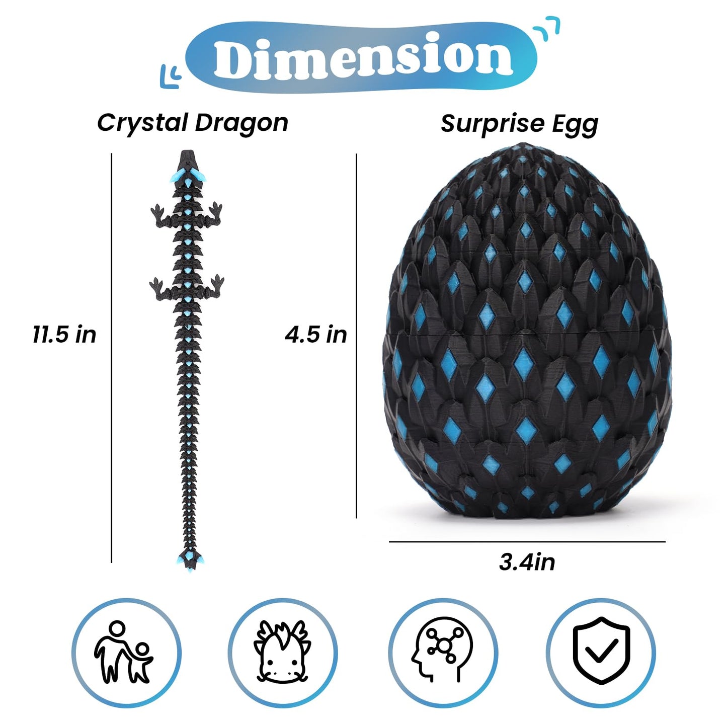 3D Printed Dragon Eggs Glow in the Dark – Articulated Dino & Mystery Eggs Fidget Toy for Kids, Teens & Collectors