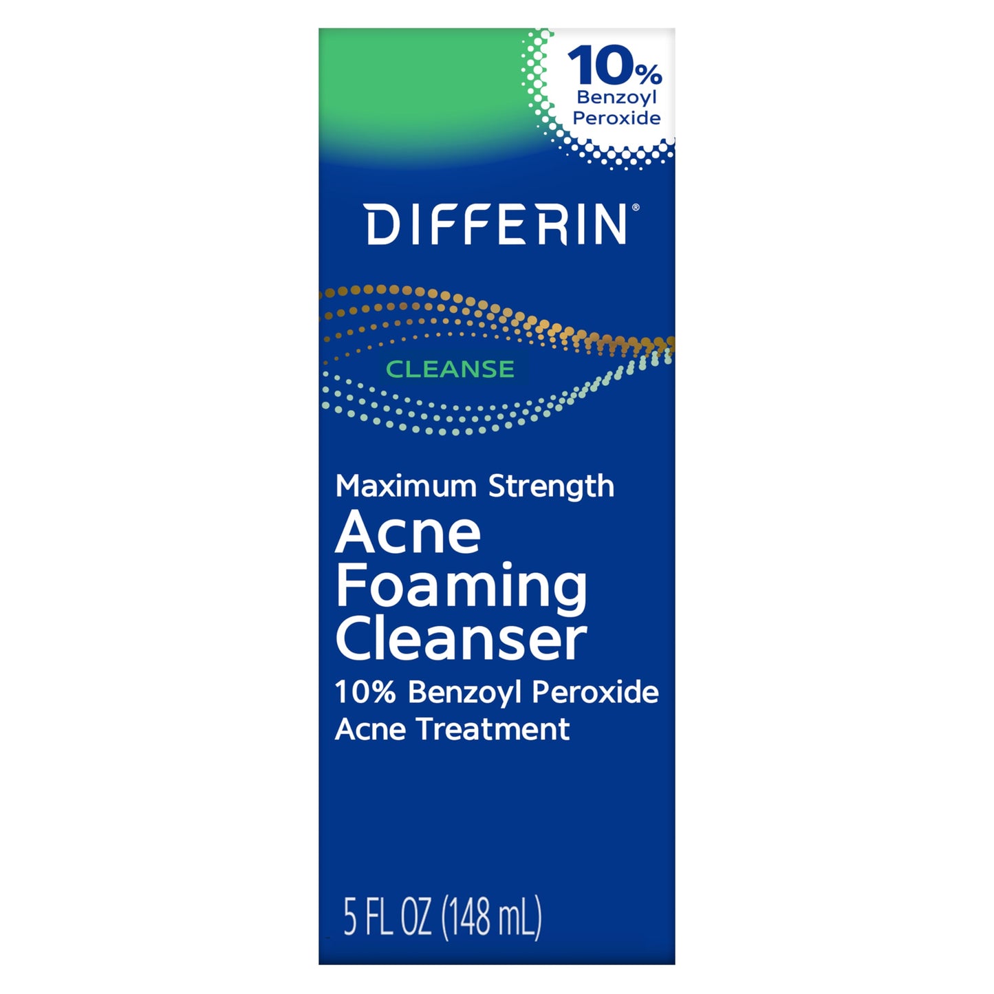Differin Acne Face Wash with 10% Benzoyl Peroxide, Maximum Strength OTC Acne Foaming Cleanser, Fast Acting Acne Treatment for Face and Body, 5 oz.
