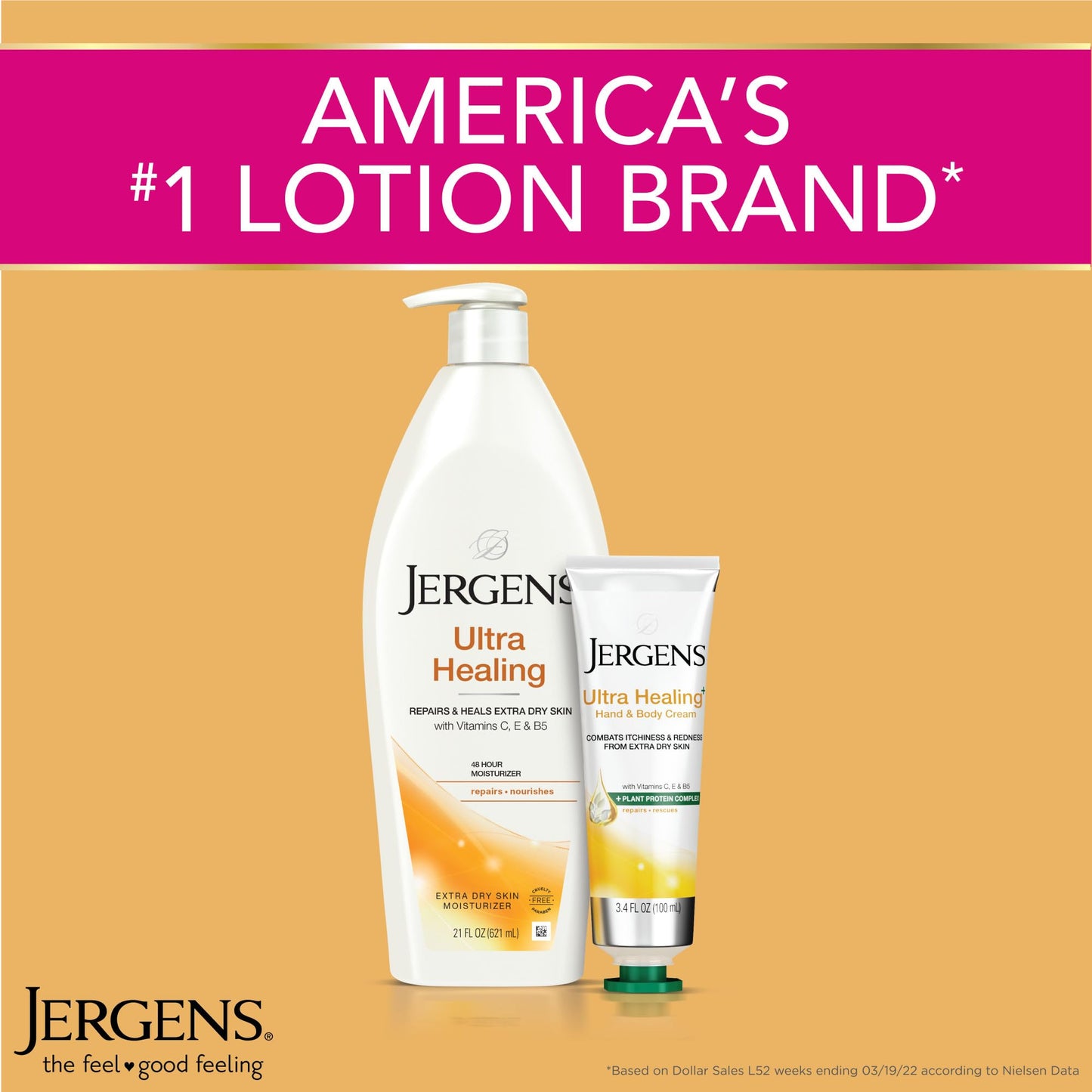 Jergens Ultra Healing Dry Skin Lotion – Hand & Body Moisturizer with Hydralucence, Vitamins C, E & B5 for Extra Dry Skin, 32oz/6.8 fl oz