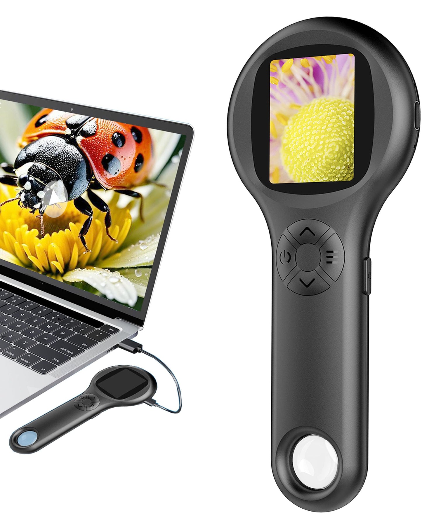 T TAKMLY Mini Pocket Digital Microscope, Macro Fixed Focus Magnifying Glass, Portable Handheld USB Digital Microscope 500x Magnification, 4X Zoom