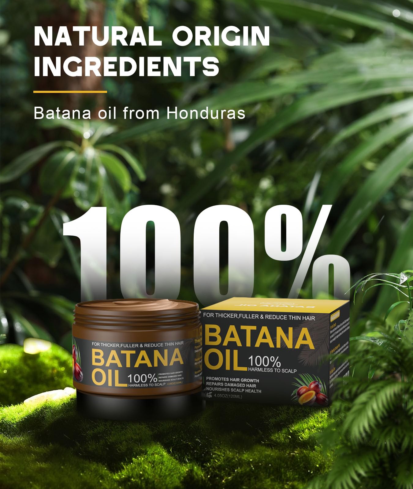 100% Pure Batana Oil for Hair Growth – Organic Raw Batana Paste from Honduras by Dr. Sebi, Prevents Hair Loss & Boosts Thickness, 4.05 Oz