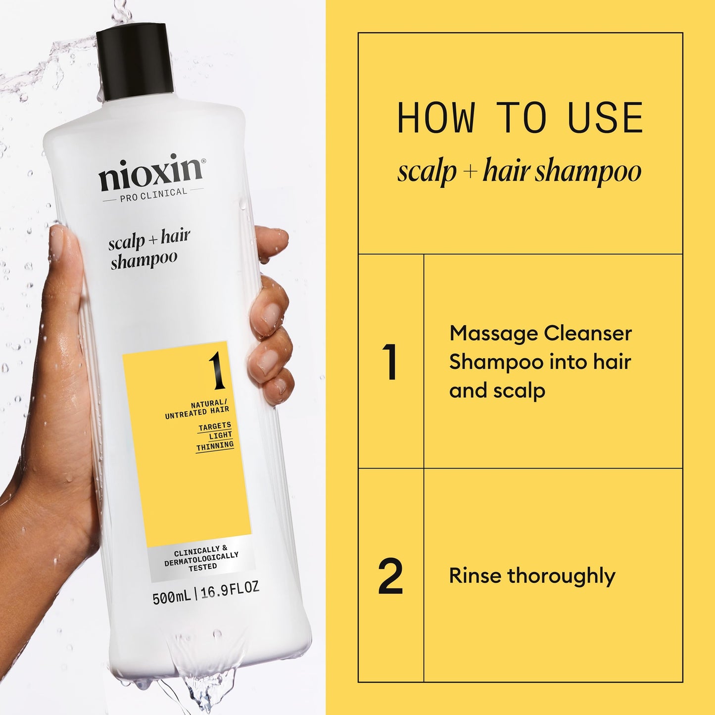 Nioxin Scalp + Hair Thickening System 1 Shampoo| For Natural or Untreated Hair with Light Thinning | With Niacinamide and Biotin | 16.9 Fl oz.