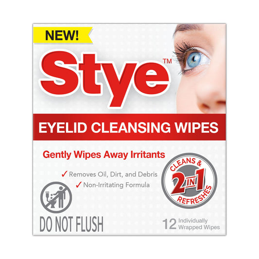 Stye Cleansing Eyelid Wipes – Individually Wrapped Face Wipes Gently Remove Oil, Dirt & Other Contaminants, 12 Count