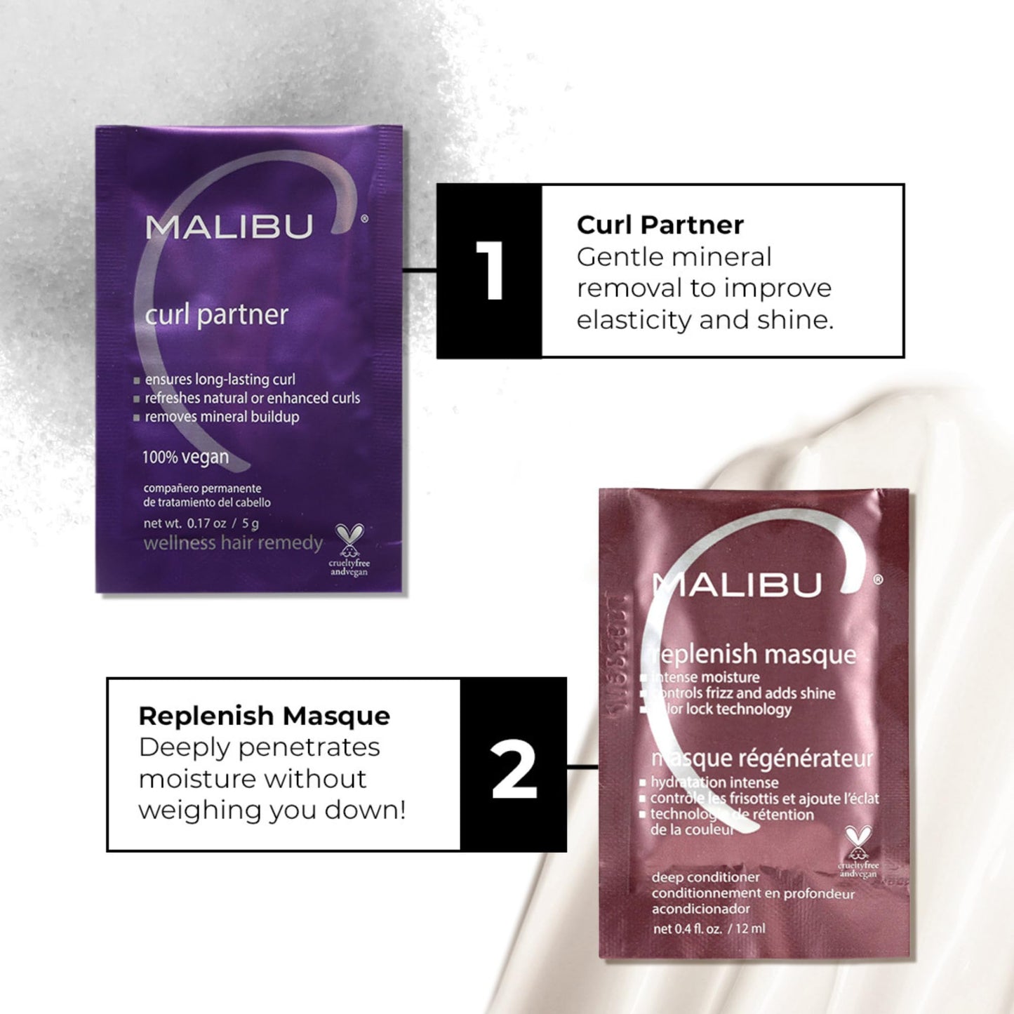 Malibu C Curl Partner Wellness Remedy (1 Packet) | Removes Mineral Buildup for Healthier, Bouncier Curls | Gentle Antioxidants for Curly Hair Care