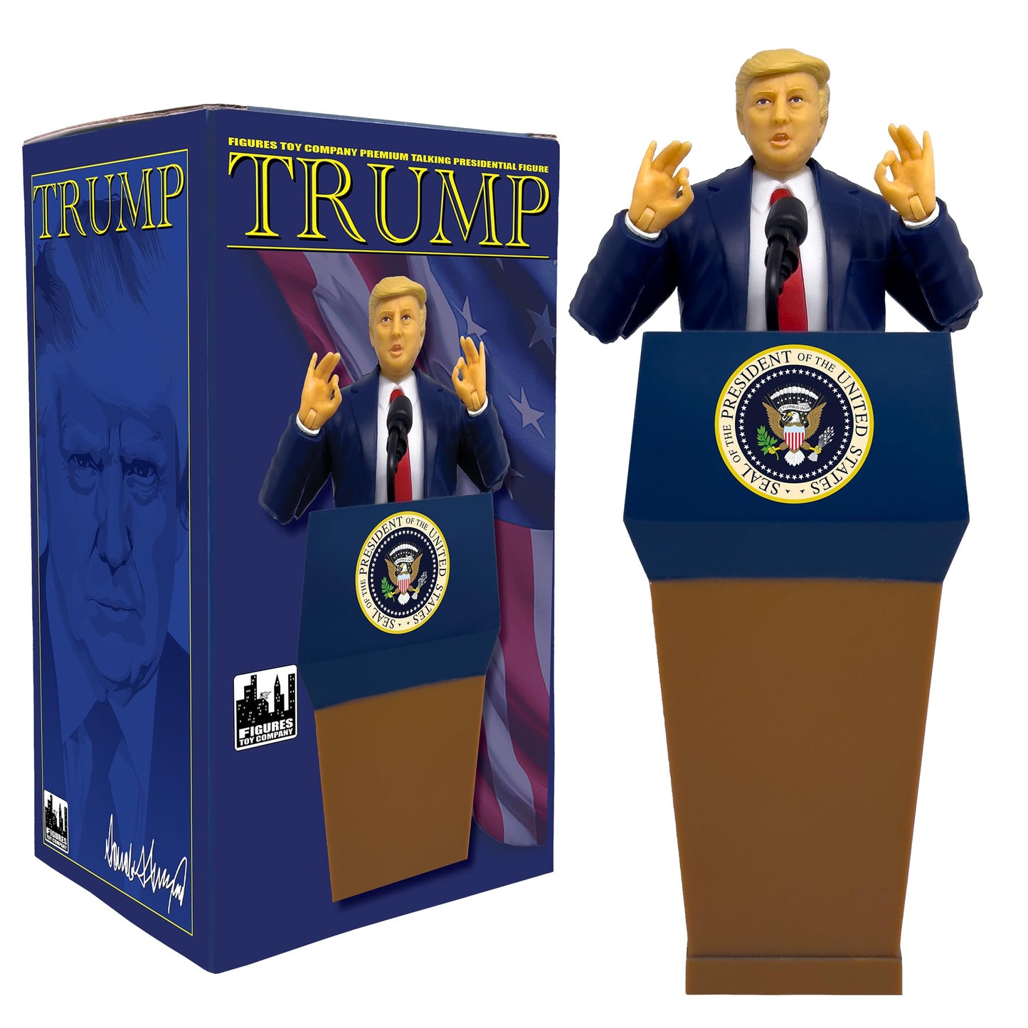 Figures Toy Company President Trump Talking Figure with Deluxe Articulation & Podium