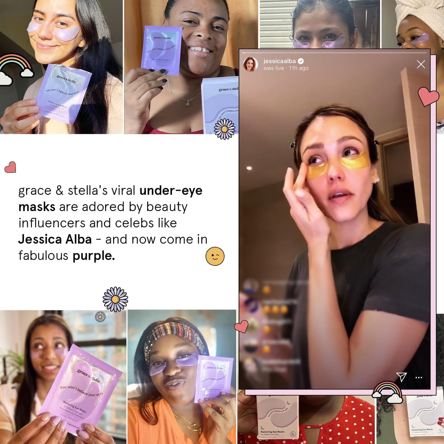 Grace & Stella Retinol Under Eye Patches for Puffy Eyes & Dark Circles, Hyaluronic Gel Masks, Vegan, Cruelty-Free, 24 Pairs